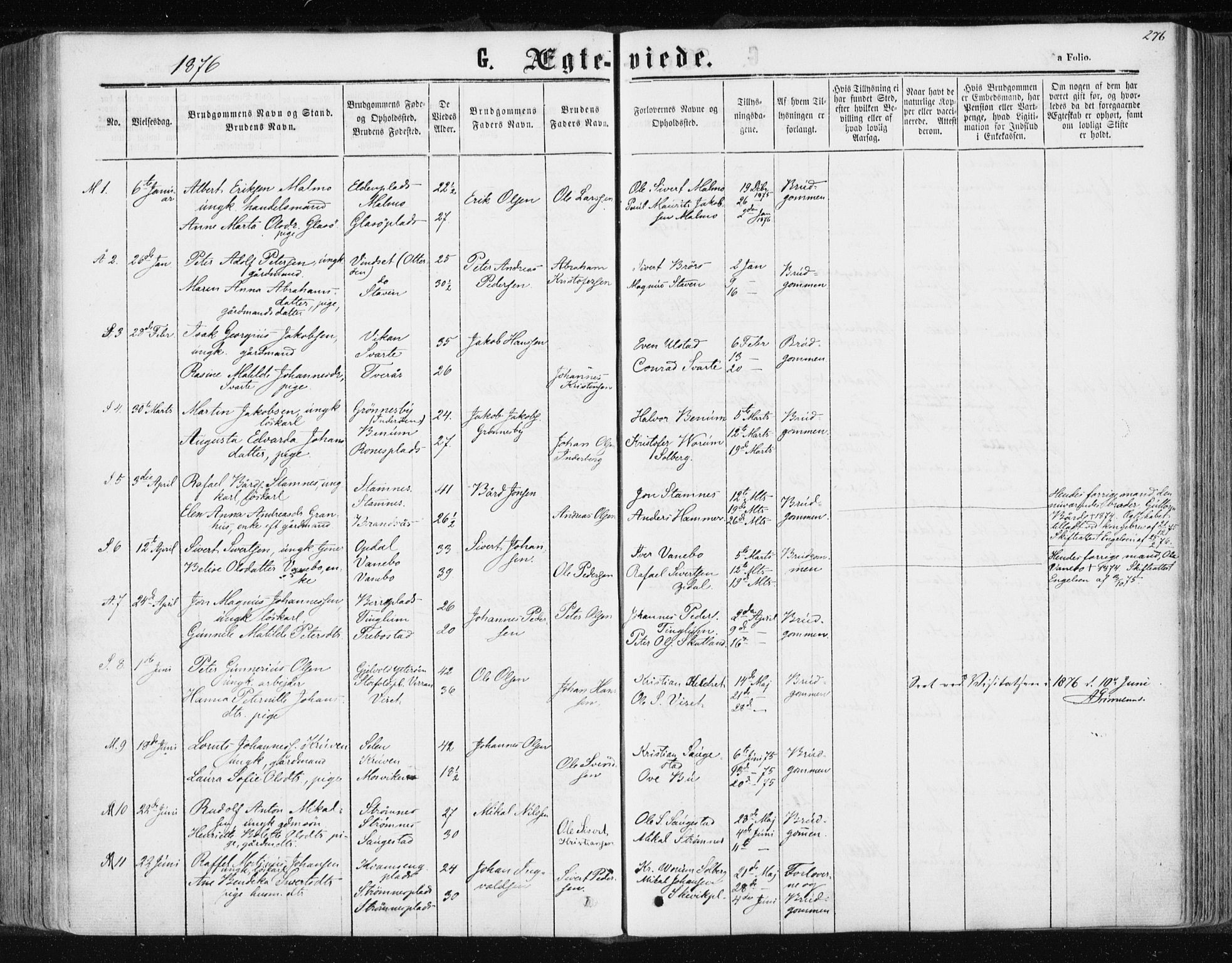 Ministerialprotokoller, klokkerbøker og fødselsregistre - Nord-Trøndelag, AV/SAT-A-1458/741/L0394: Parish register (official) no. 741A08, 1864-1877, p. 276