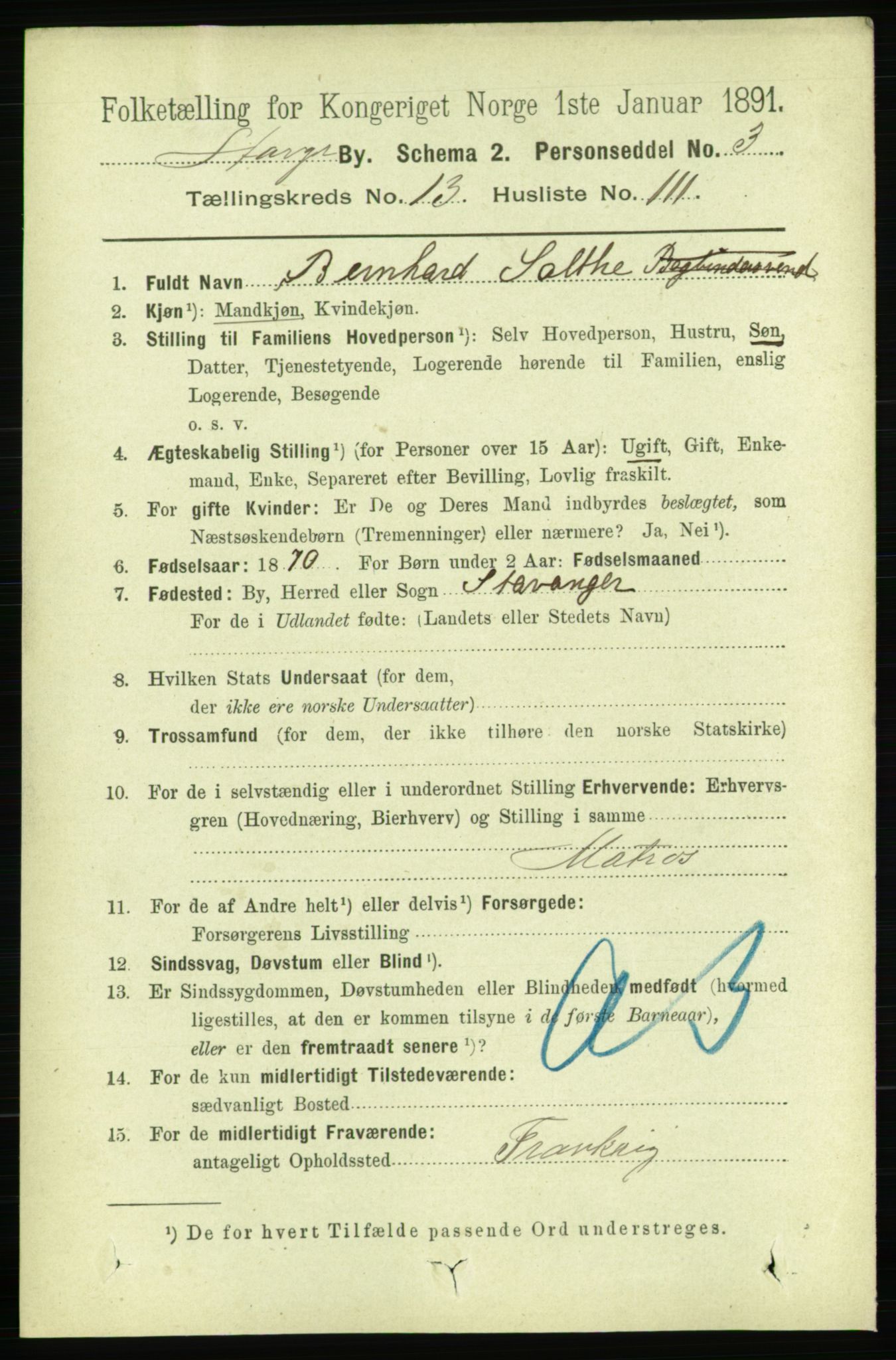 RA, 1891 census for 1103 Stavanger, 1891, p. 16933