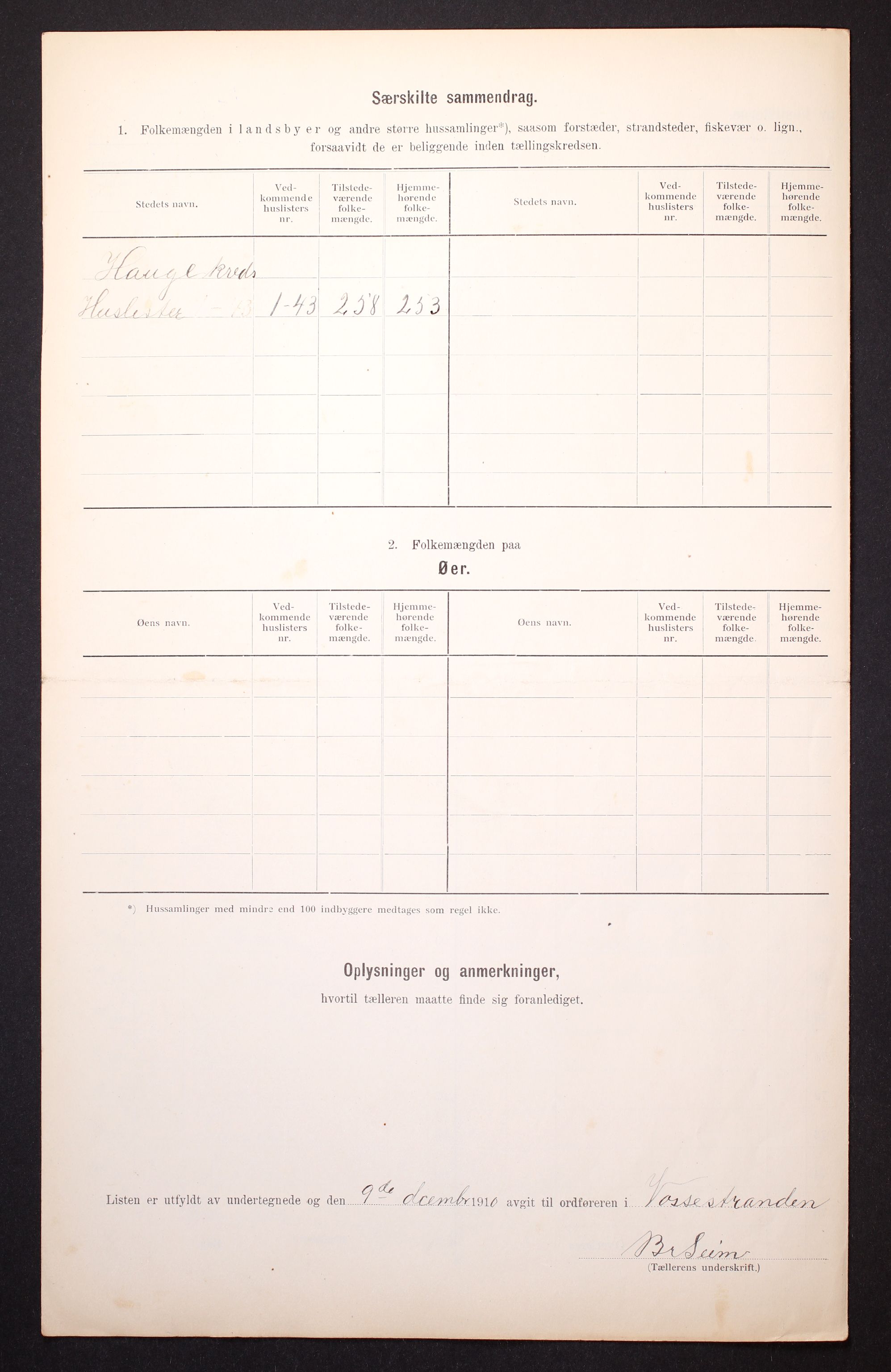 RA, 1910 census for Vossestrand, 1910, p. 18
