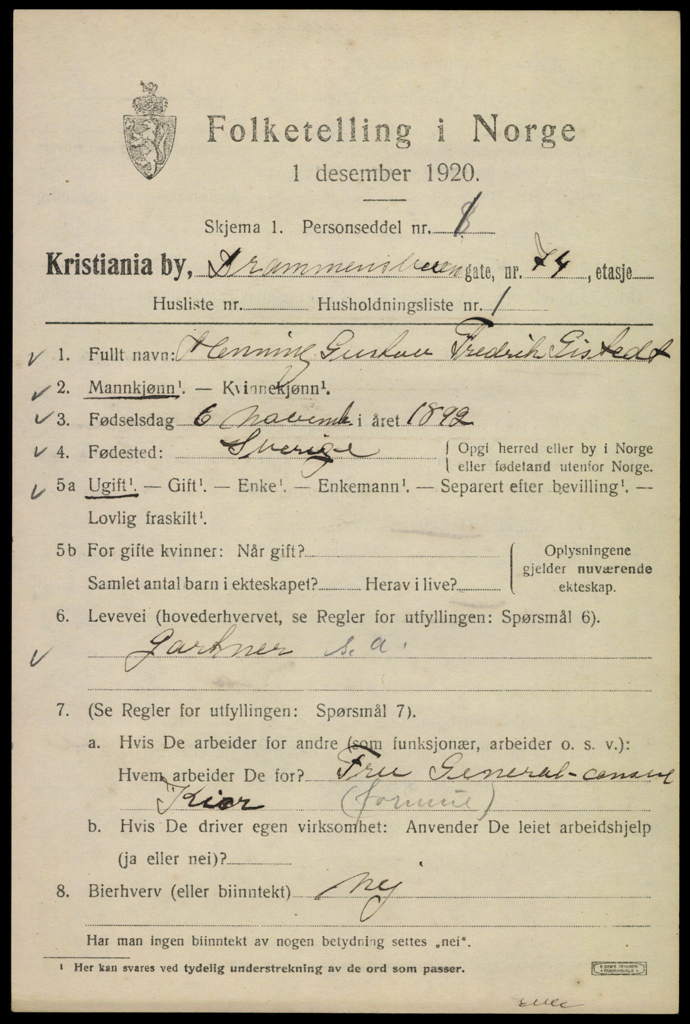 SAO, 1920 census for Kristiania, 1920, p. 202473
