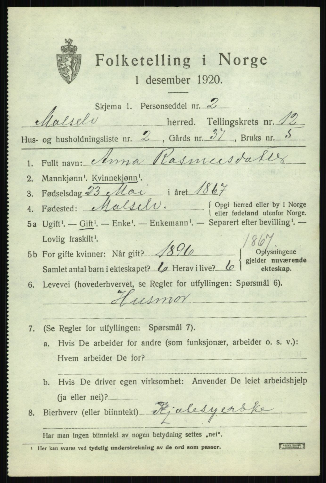 SATØ, 1920 census for Målselv, 1920, p. 6439