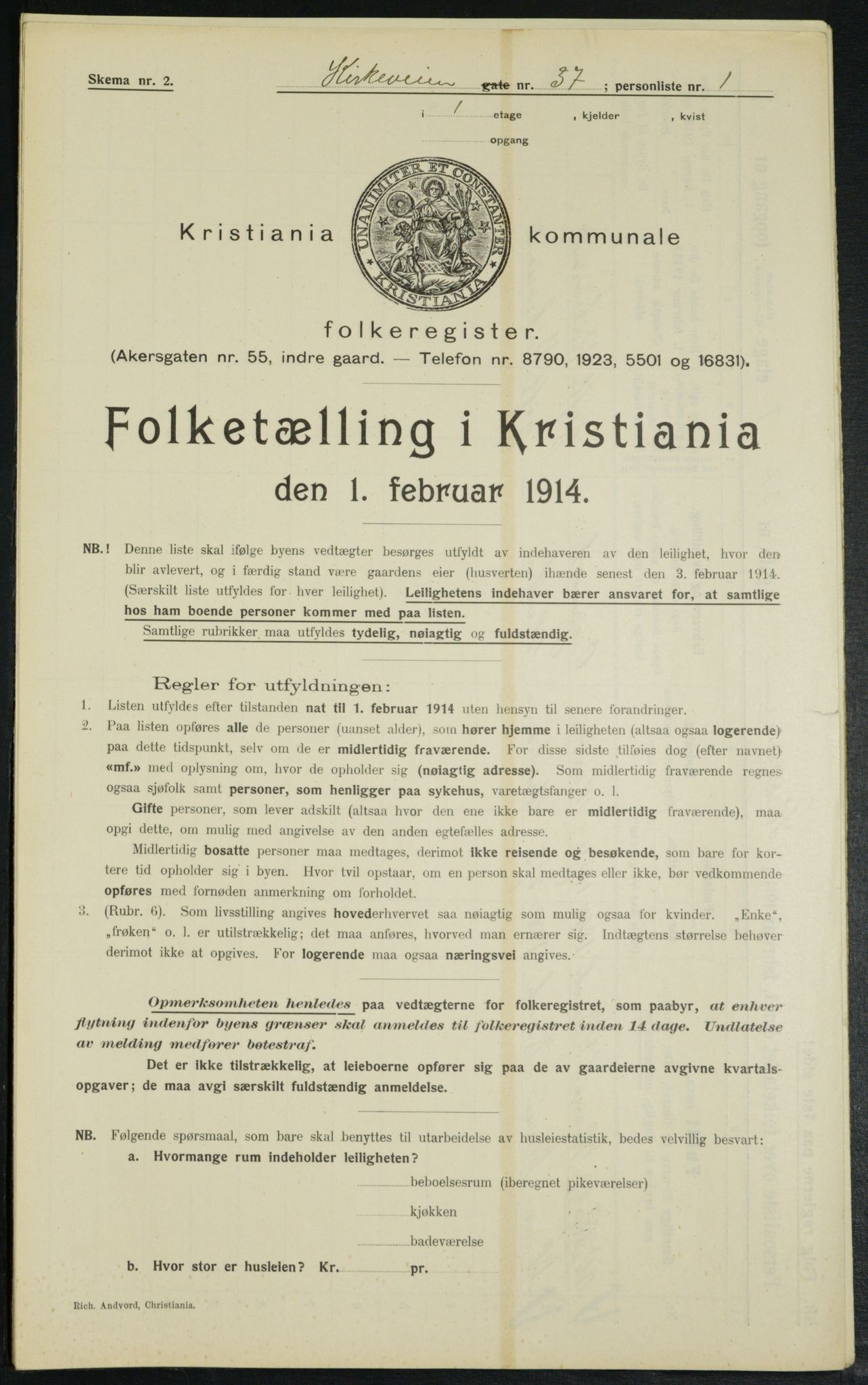 OBA, Municipal Census 1914 for Kristiania, 1914, p. 50919