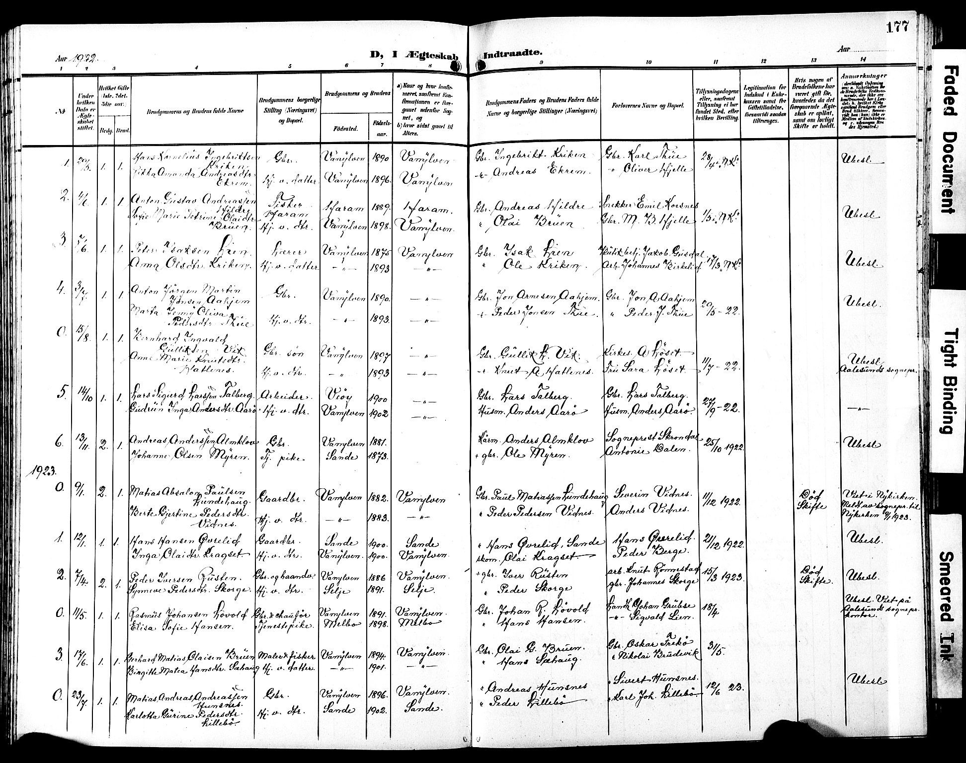 Ministerialprotokoller, klokkerbøker og fødselsregistre - Møre og Romsdal, SAT/A-1454/501/L0018: Parish register (copy) no. 501C04, 1902-1930, p. 177