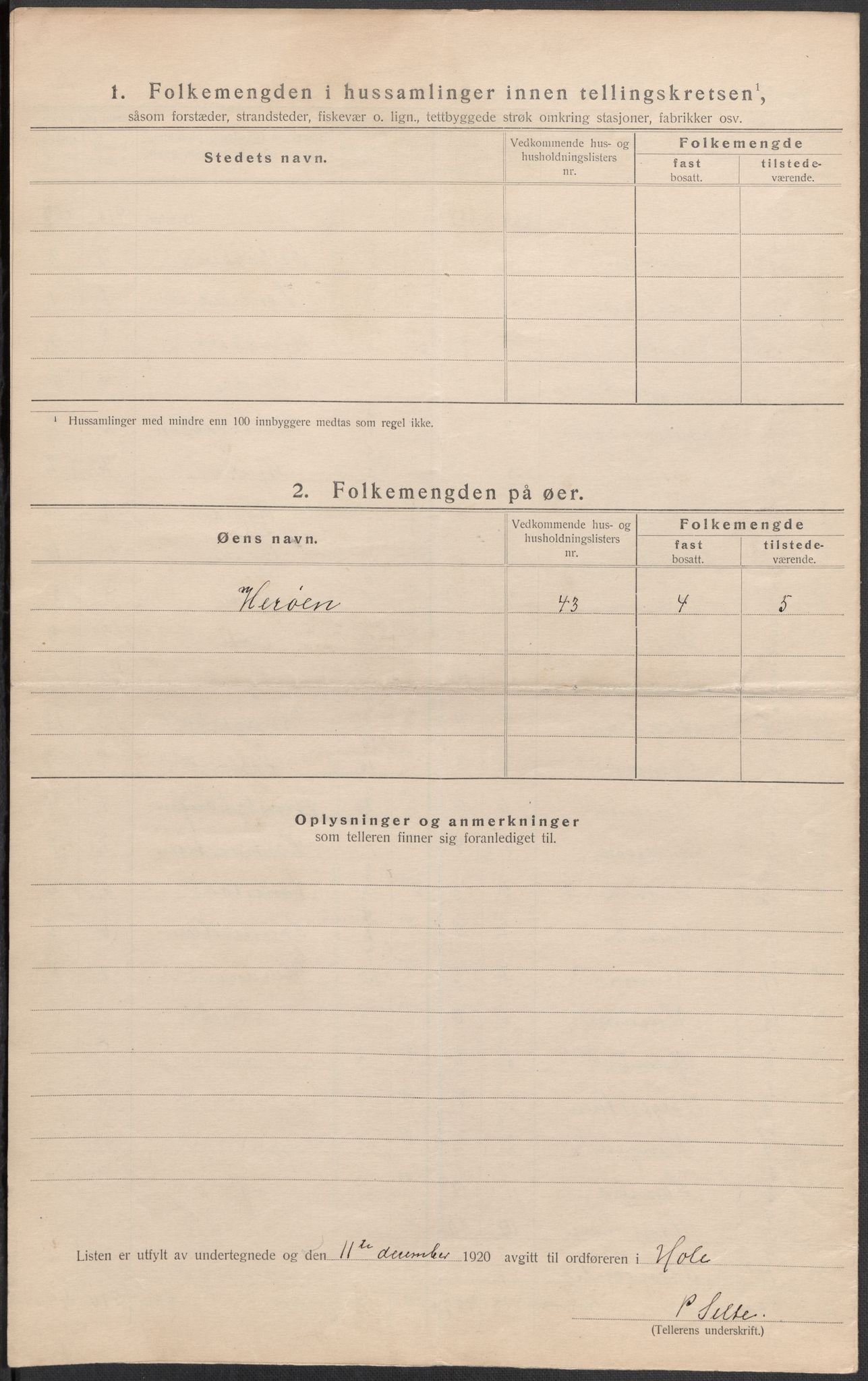 SAKO, 1920 census for Hole, 1920, p. 9