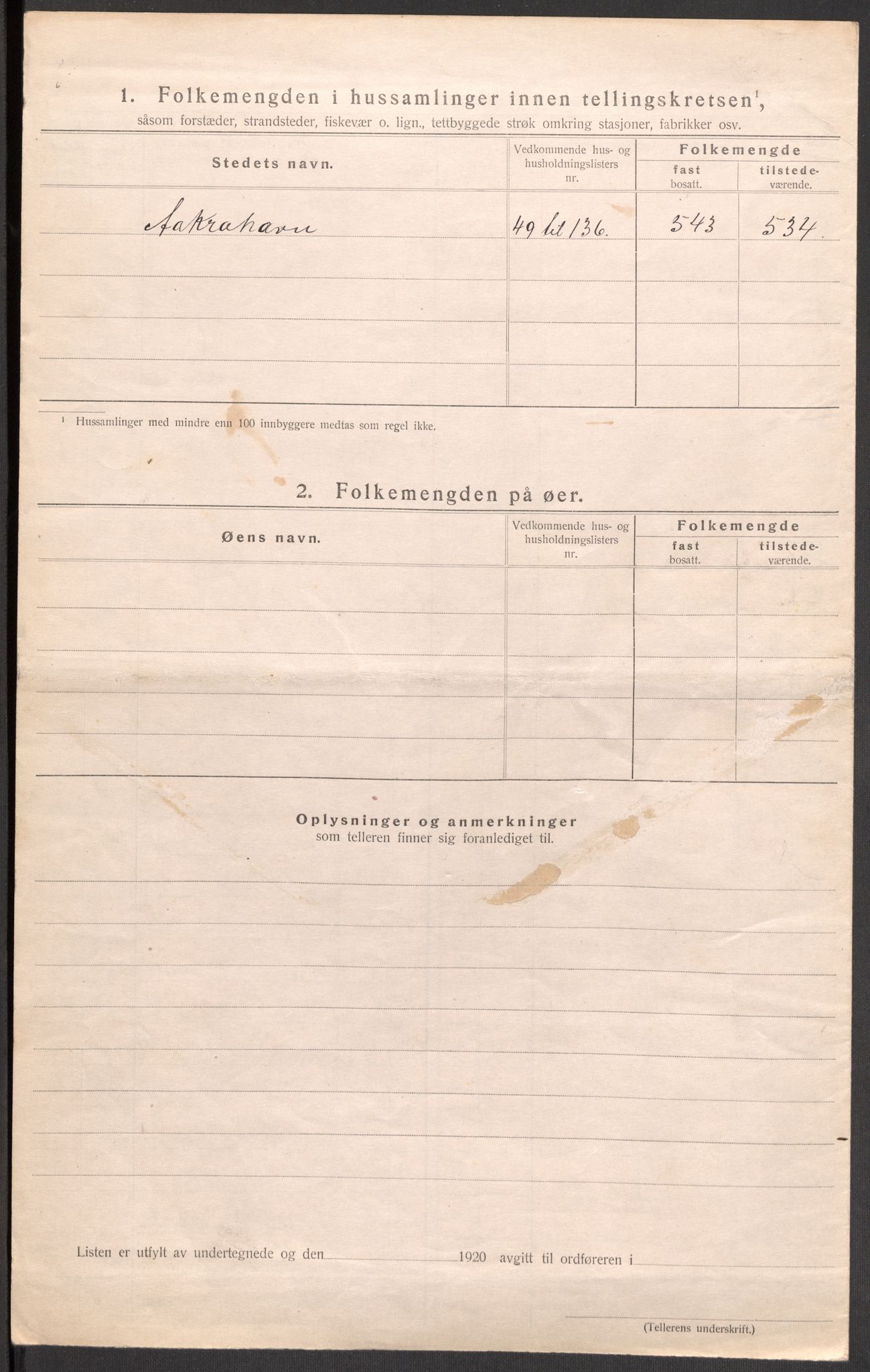 SAST, 1920 census for Åkra, 1920, p. 23