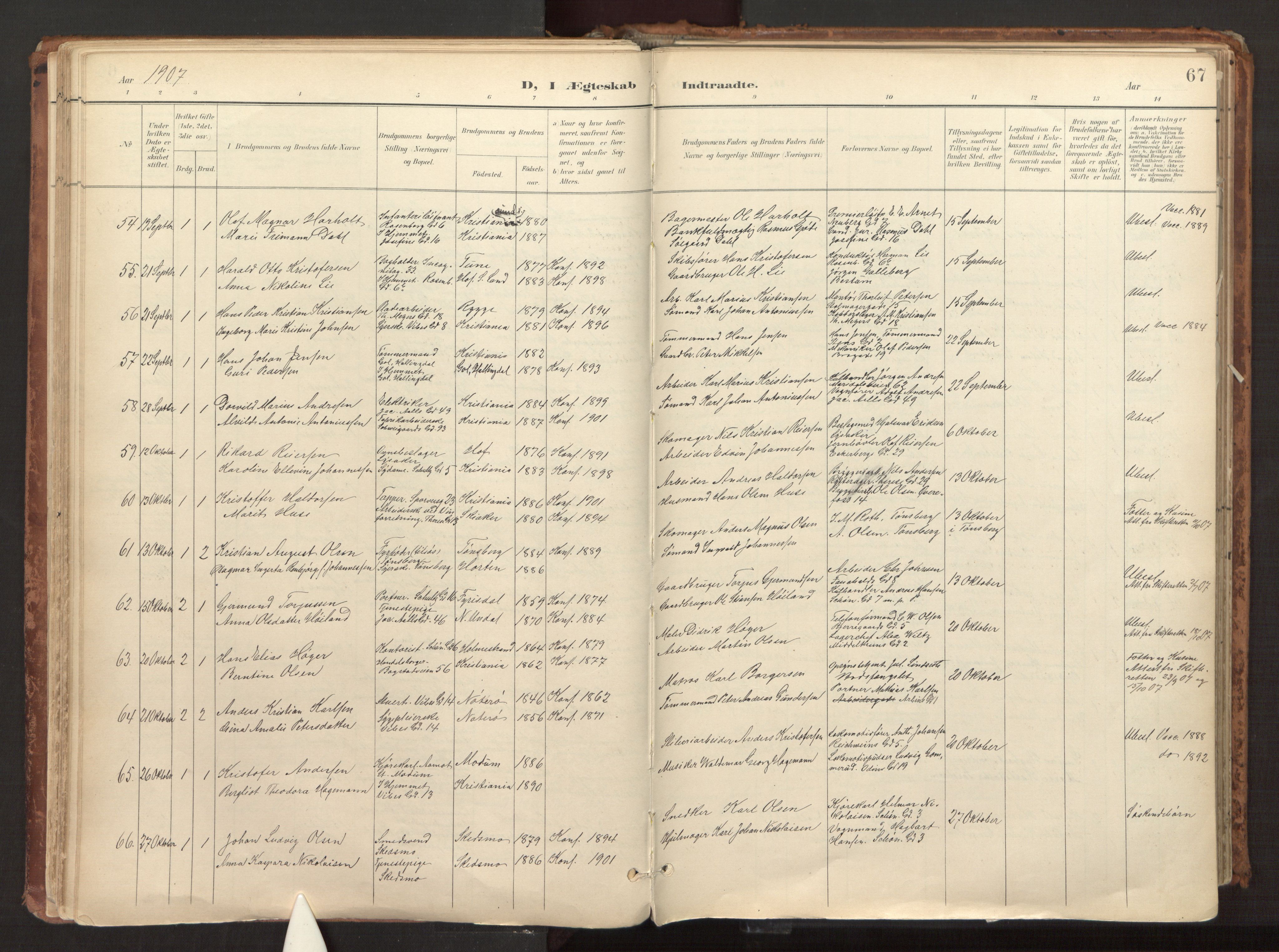 Fagerborg prestekontor Kirkebøker, AV/SAO-A-10844/F/Fa/L0003: Parish register (official) no. 3, 1898-1916, p. 67