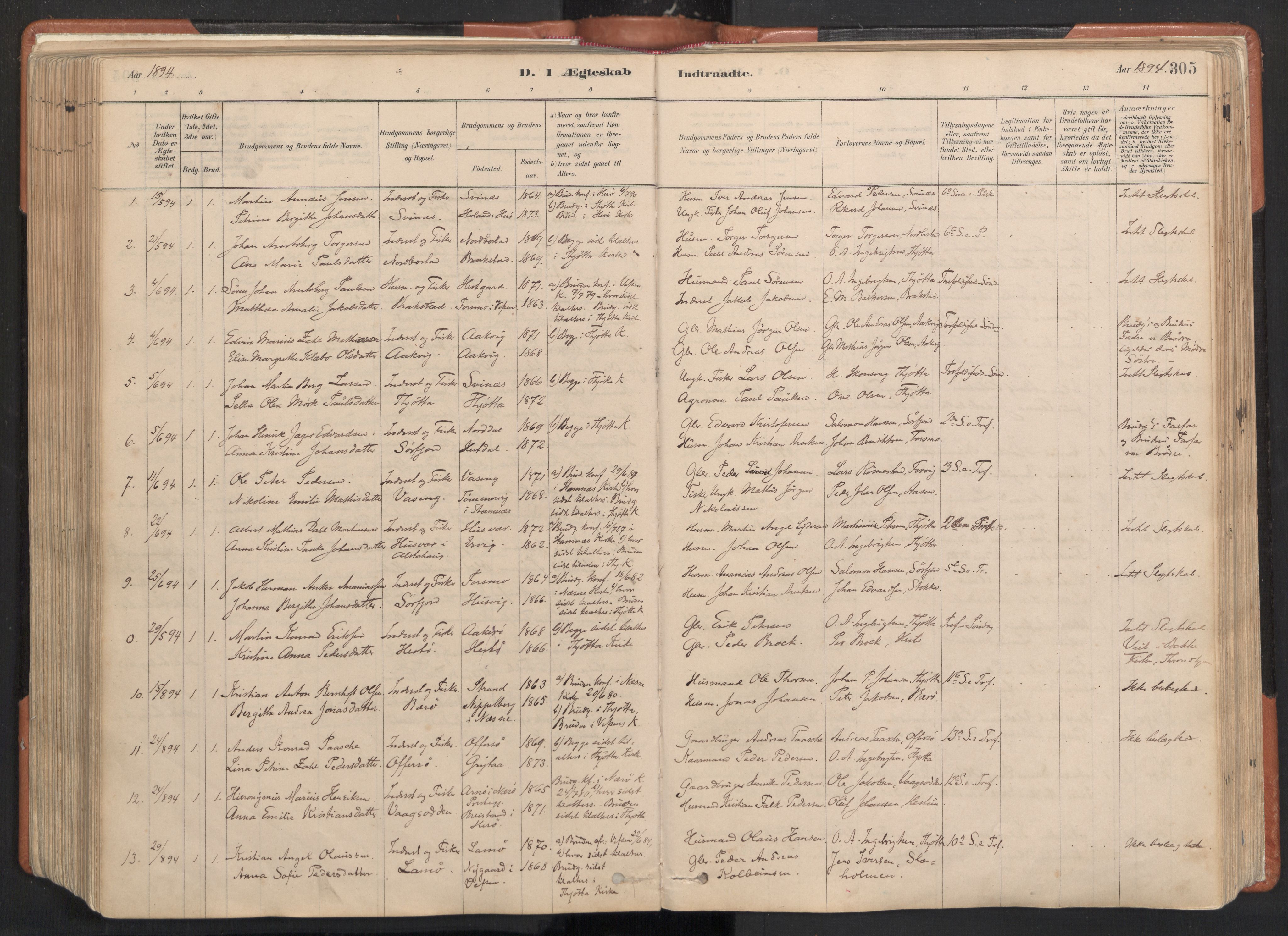 Ministerialprotokoller, klokkerbøker og fødselsregistre - Nordland, SAT/A-1459/817/L0264: Parish register (official) no. 817A04, 1878-1907, p. 305