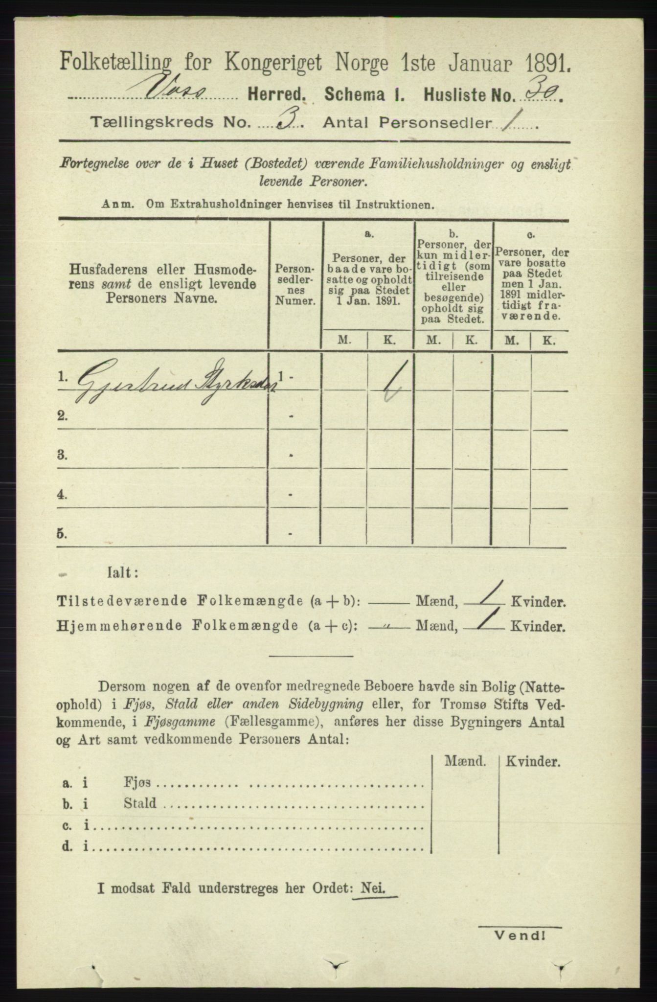 RA, 1891 census for 1235 Voss, 1891, p. 1162