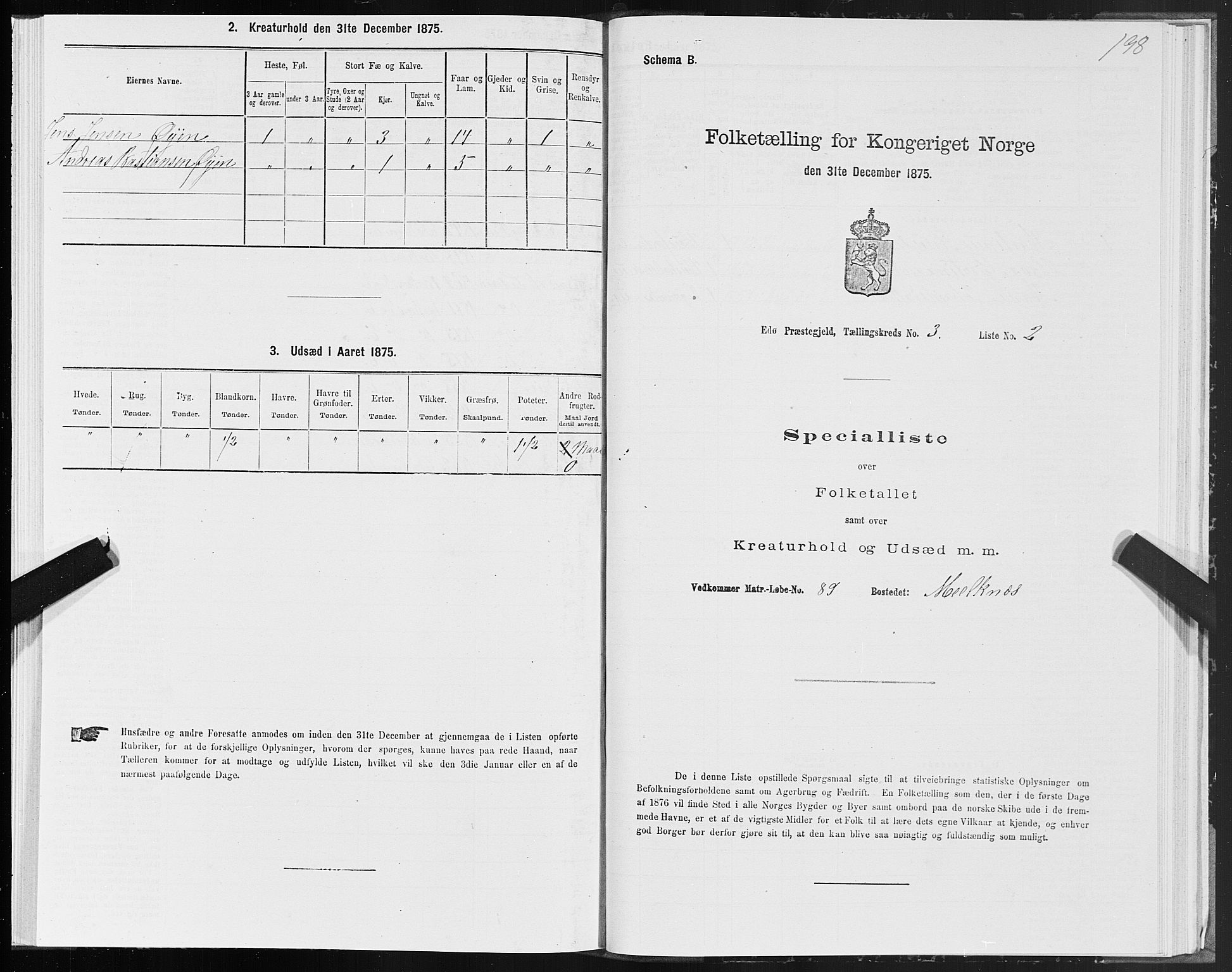 SAT, 1875 census for 1573P Edøy, 1875, p. 1198
