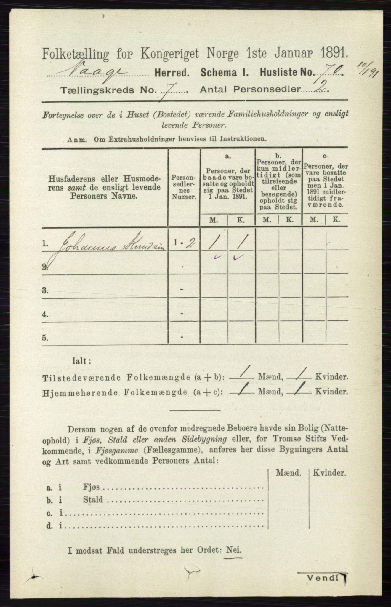 RA, 1891 census for 0515 Vågå, 1891, p. 4319