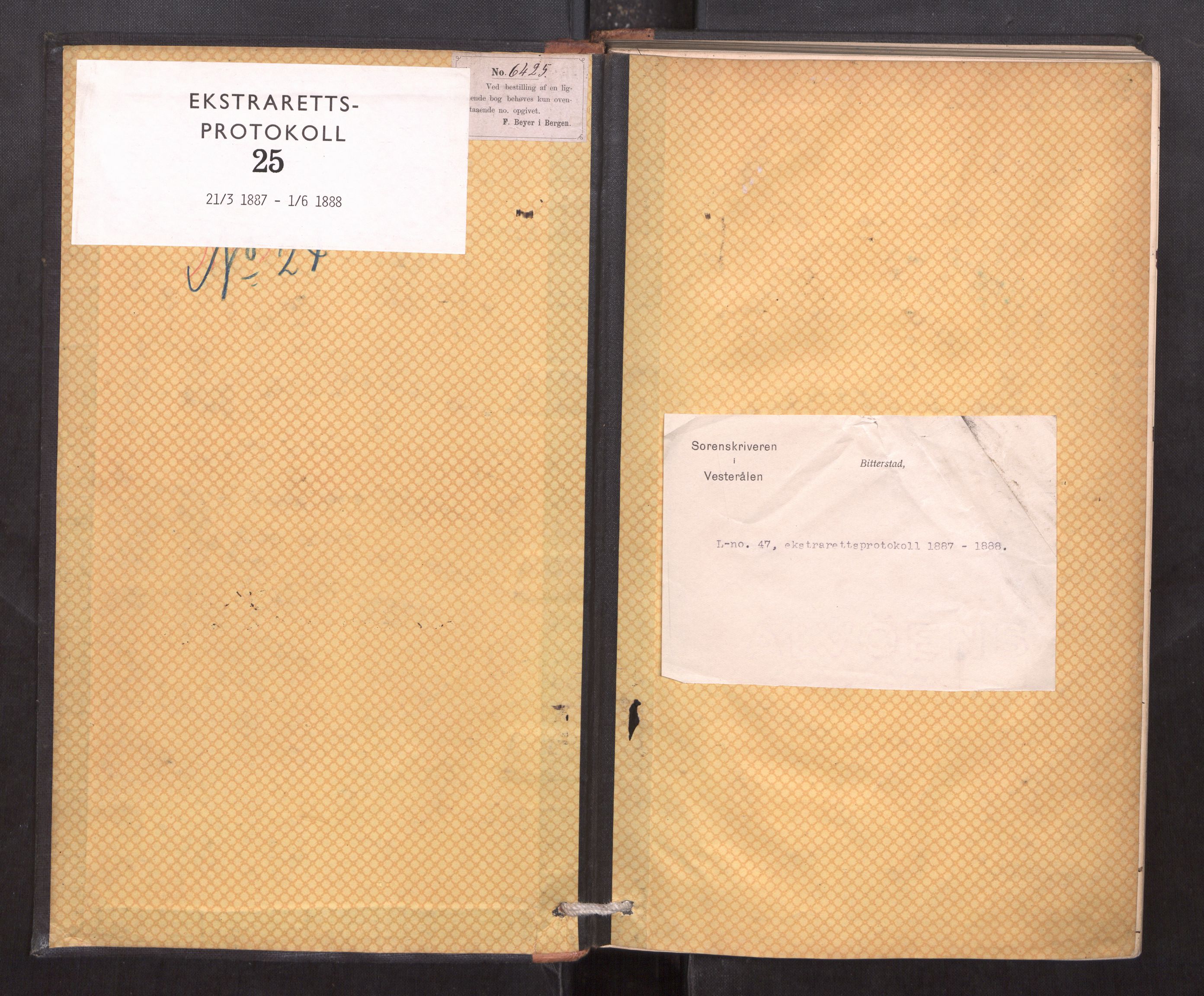 Vesterålen sorenskriveri, SAT/A-4180/1/1/1B/L0025: Ekstrarettsprotokoll, 1887-1888