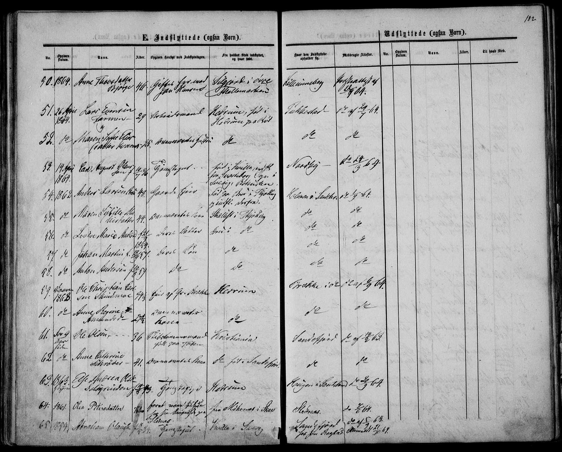 Sandar kirkebøker, AV/SAKO-A-243/F/Fa/L0009: Parish register (official) no. 9, 1862-1871, p. 182