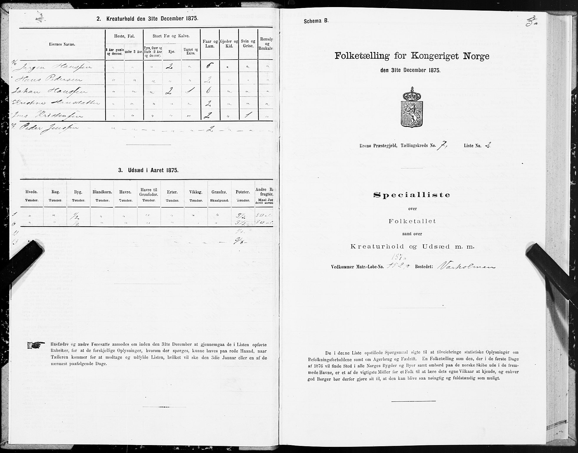 SAT, 1875 census for 1814P Brønnøy, 1875, p. 4003