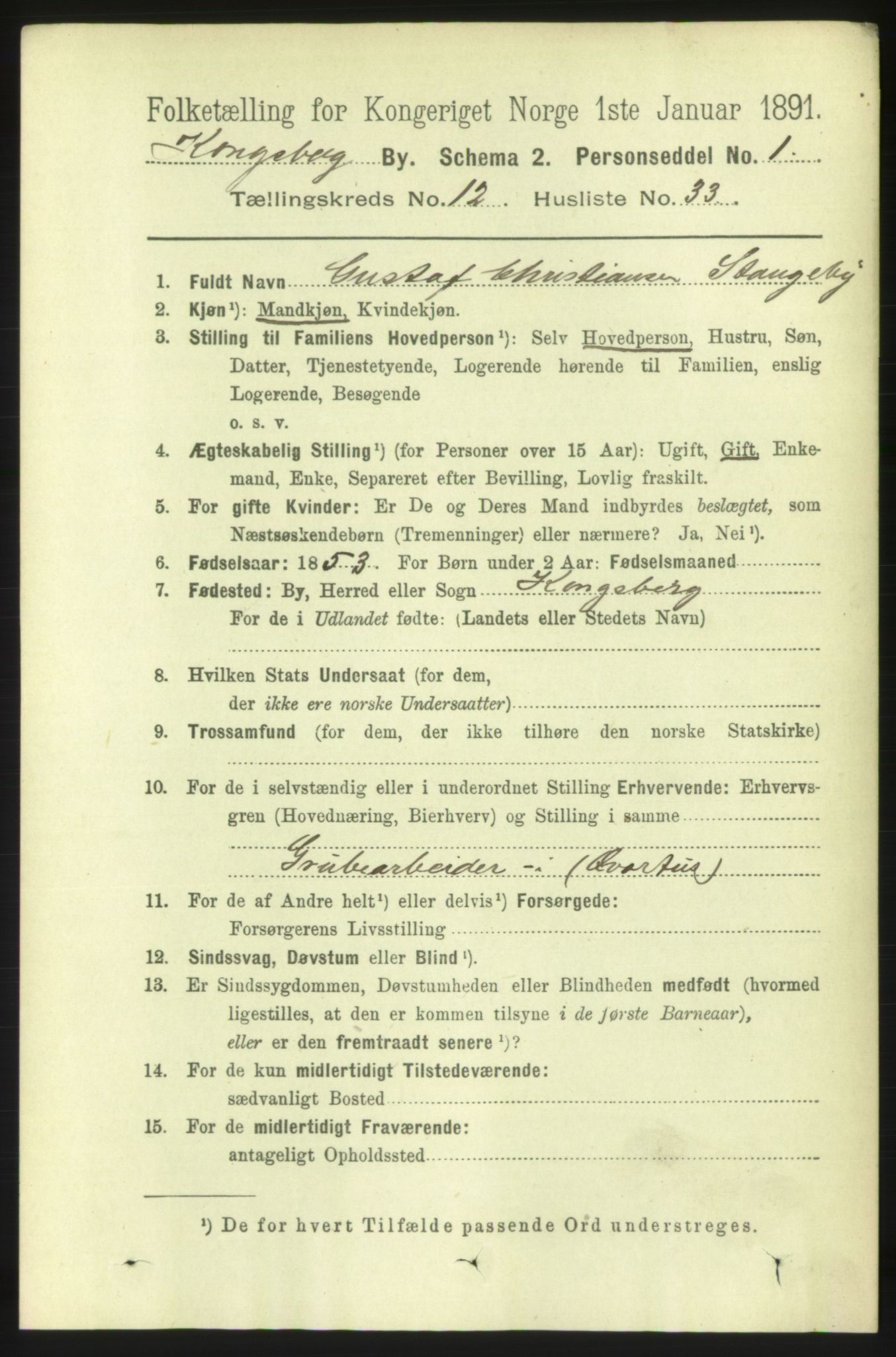 RA, 1891 census for 0604 Kongsberg, 1891, p. 7090