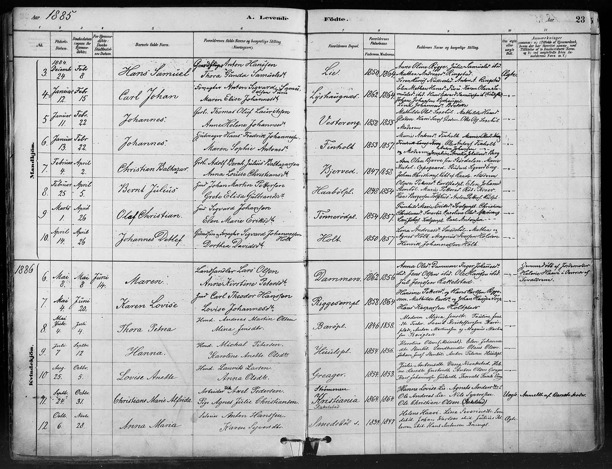 Hobøl prestekontor Kirkebøker, AV/SAO-A-2002/F/Fa/L0005: Parish register (official) no. I 5, 1878-1904, p. 23