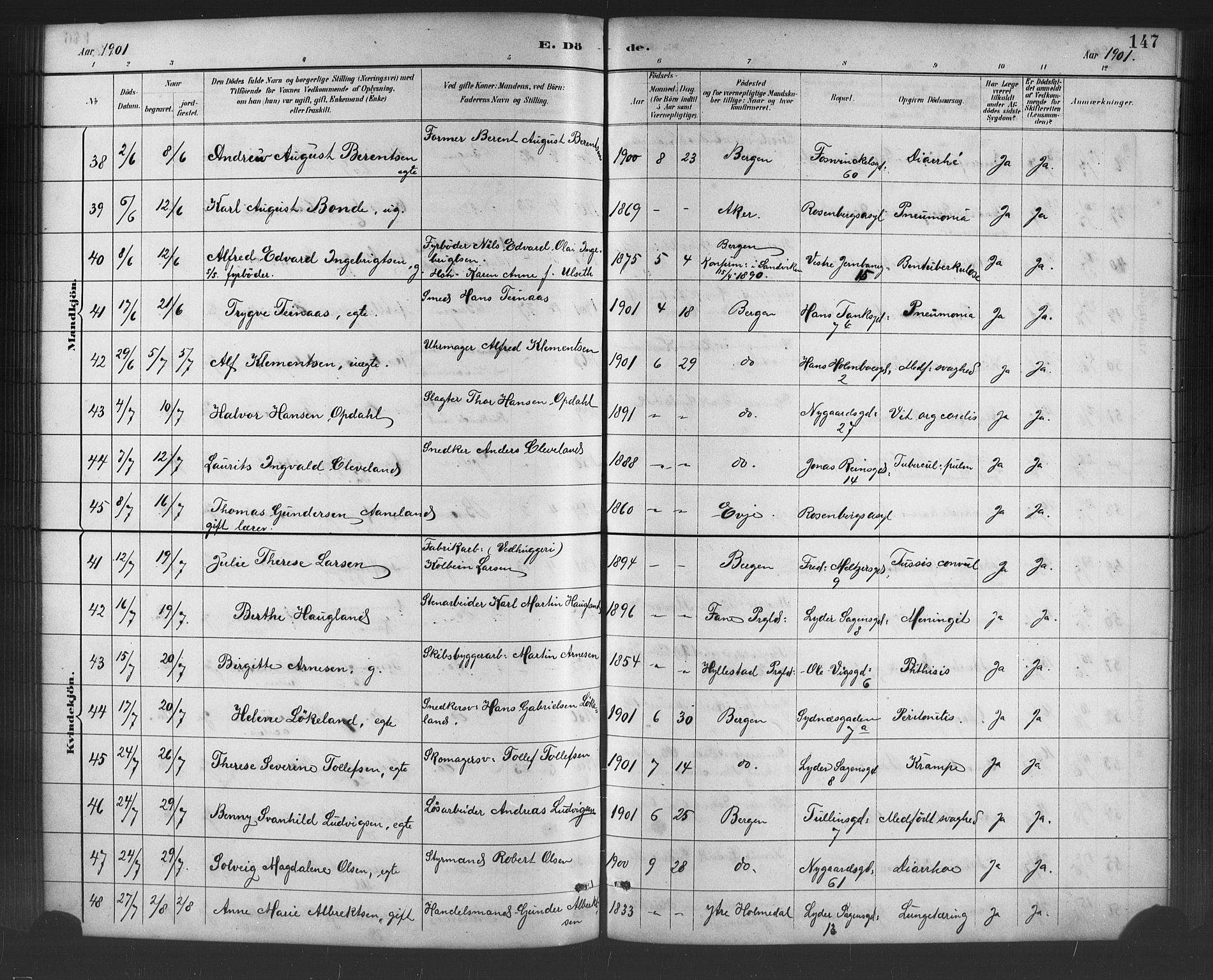 Johanneskirken sokneprestembete, AV/SAB-A-76001/H/Hab: Parish register (copy) no. D 1, 1885-1915, p. 147