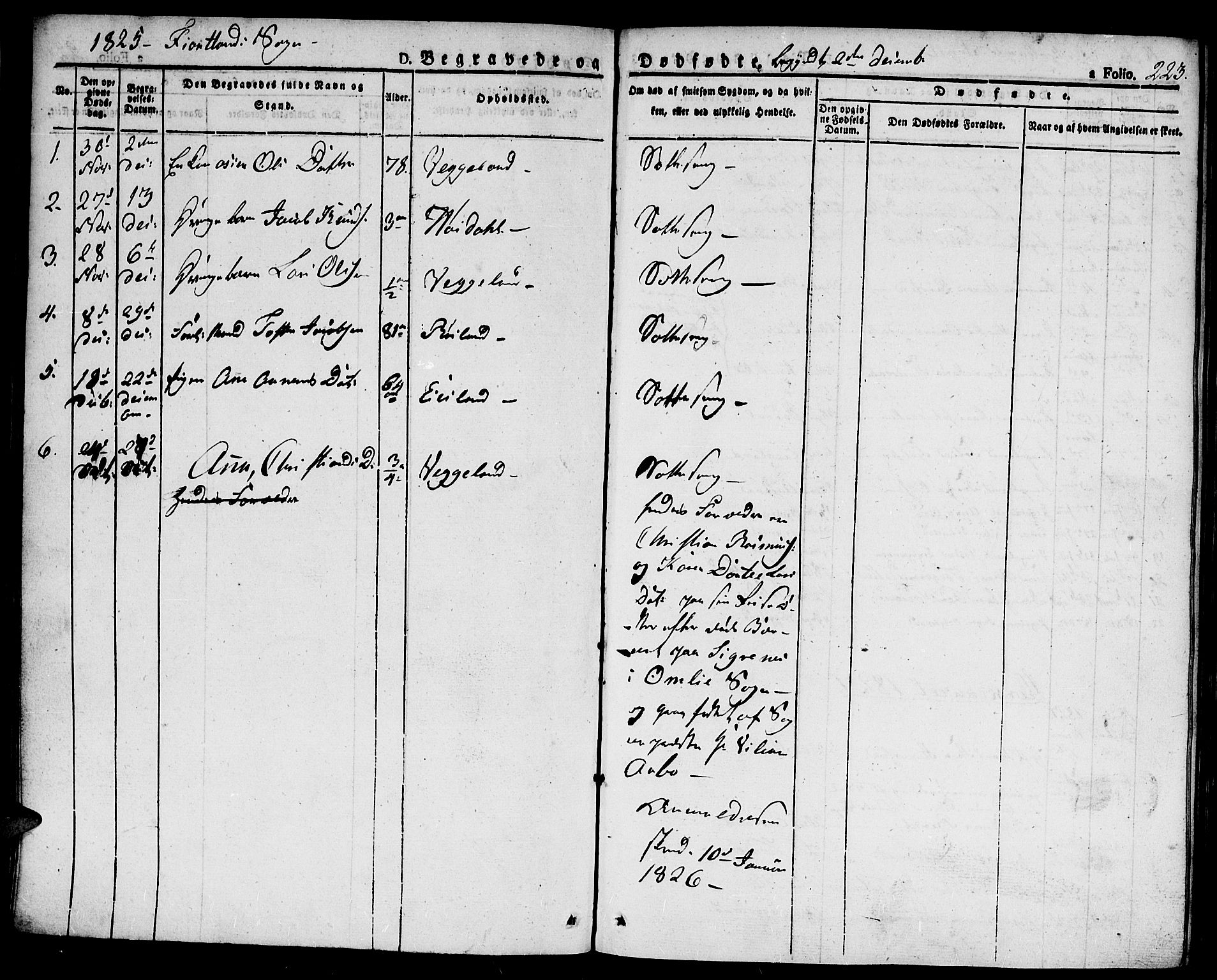 Hægebostad sokneprestkontor, AV/SAK-1111-0024/F/Fa/Faa/L0003: Parish register (official) no. A 3 /2, 1825-1840, p. 223