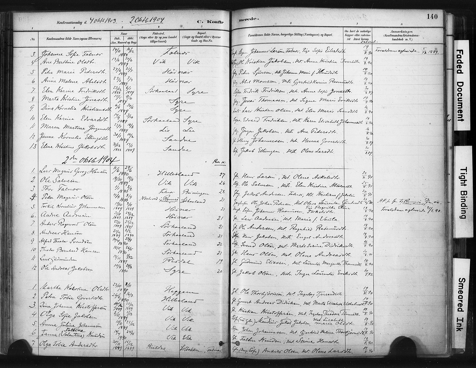 Skudenes sokneprestkontor, SAST/A -101849/H/Ha/Haa/L0009: Parish register (official) no. A 6, 1882-1912, p. 140
