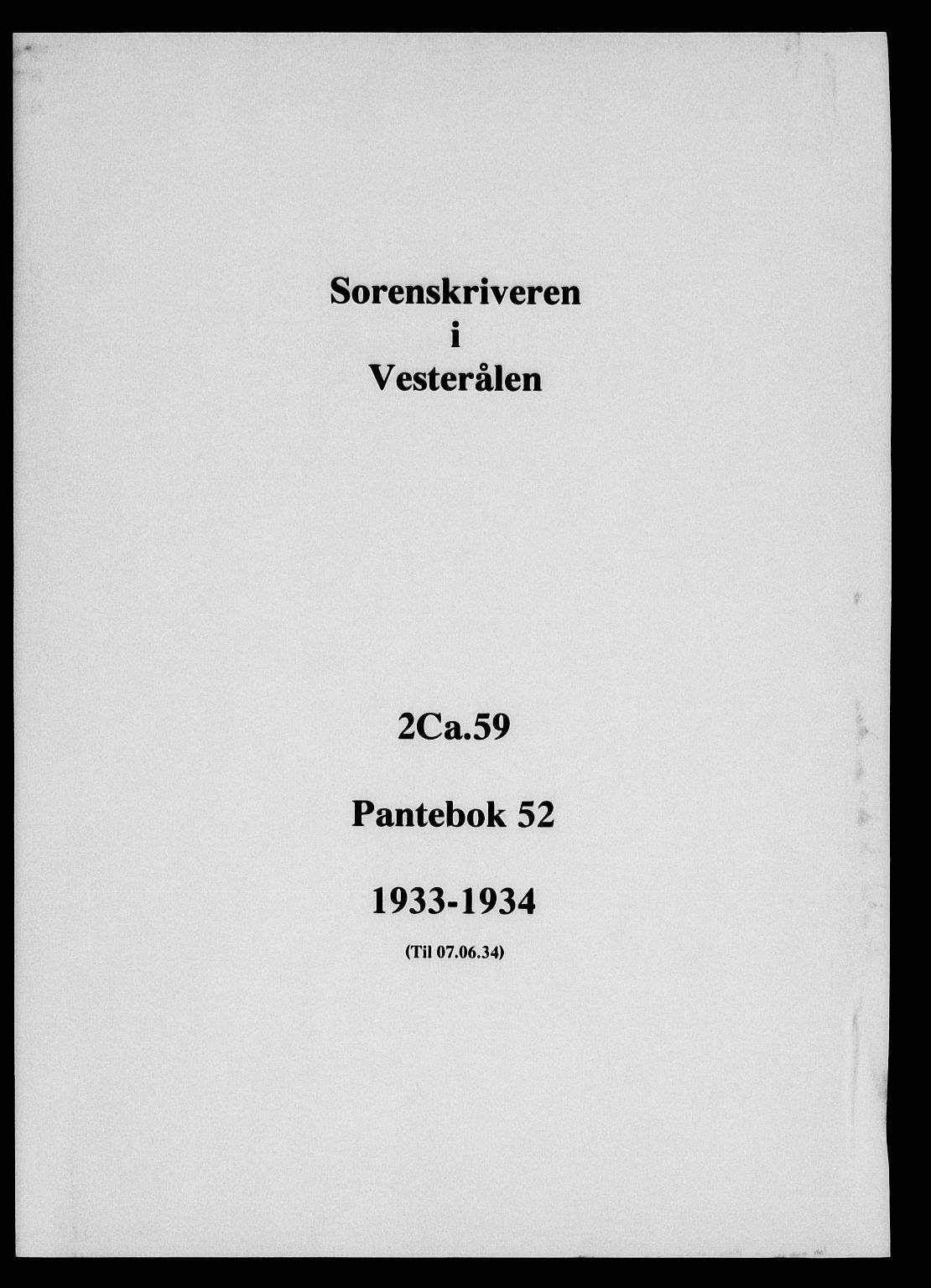 Vesterålen sorenskriveri, SAT/A-4180/1/2/2Ca/L0059: Mortgage book no. 52, 1933-1934
