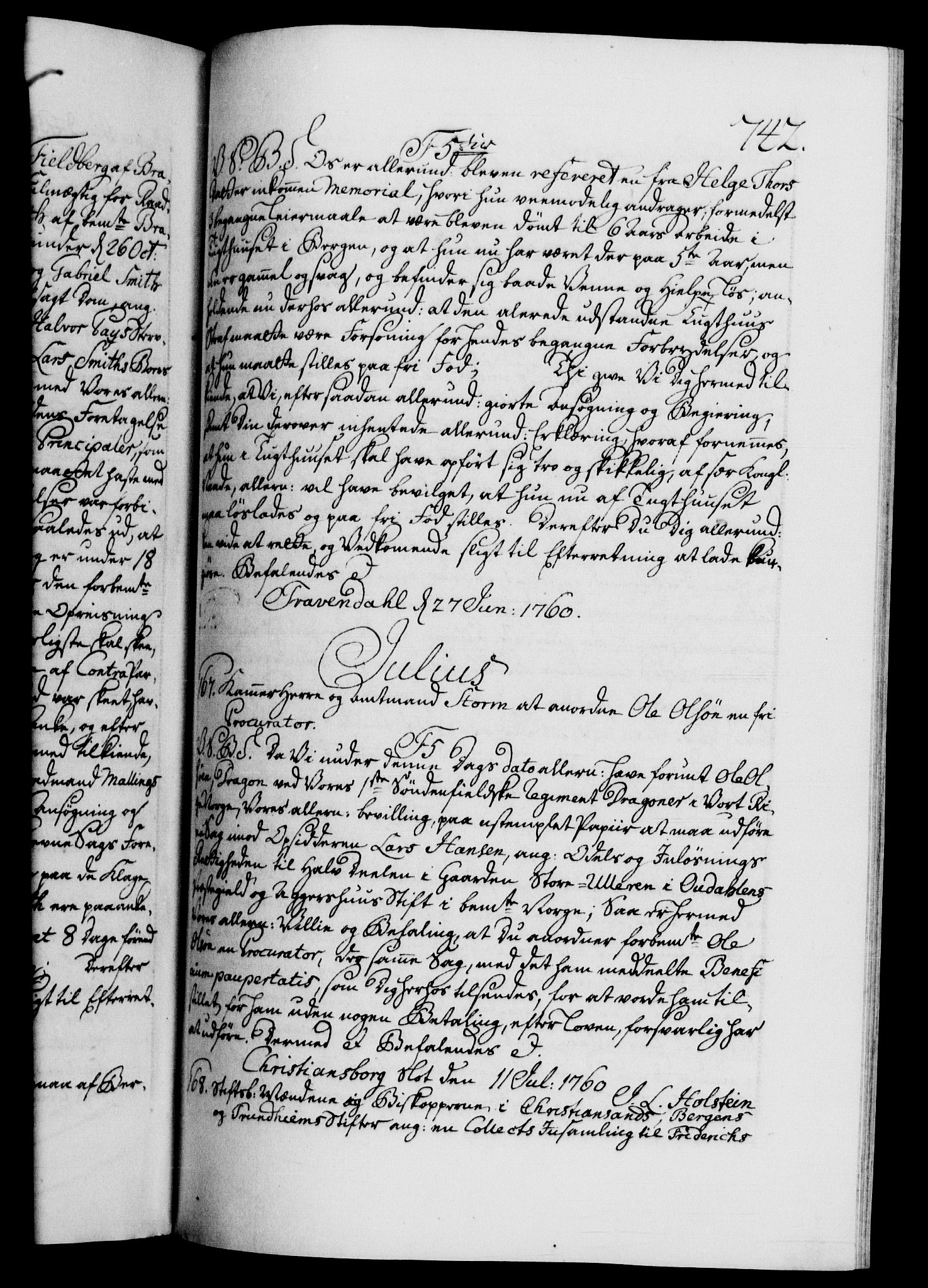 Danske Kanselli 1572-1799, AV/RA-EA-3023/F/Fc/Fca/Fcab/L0036: Norske tegnelser, 1757-1761, p. 742a