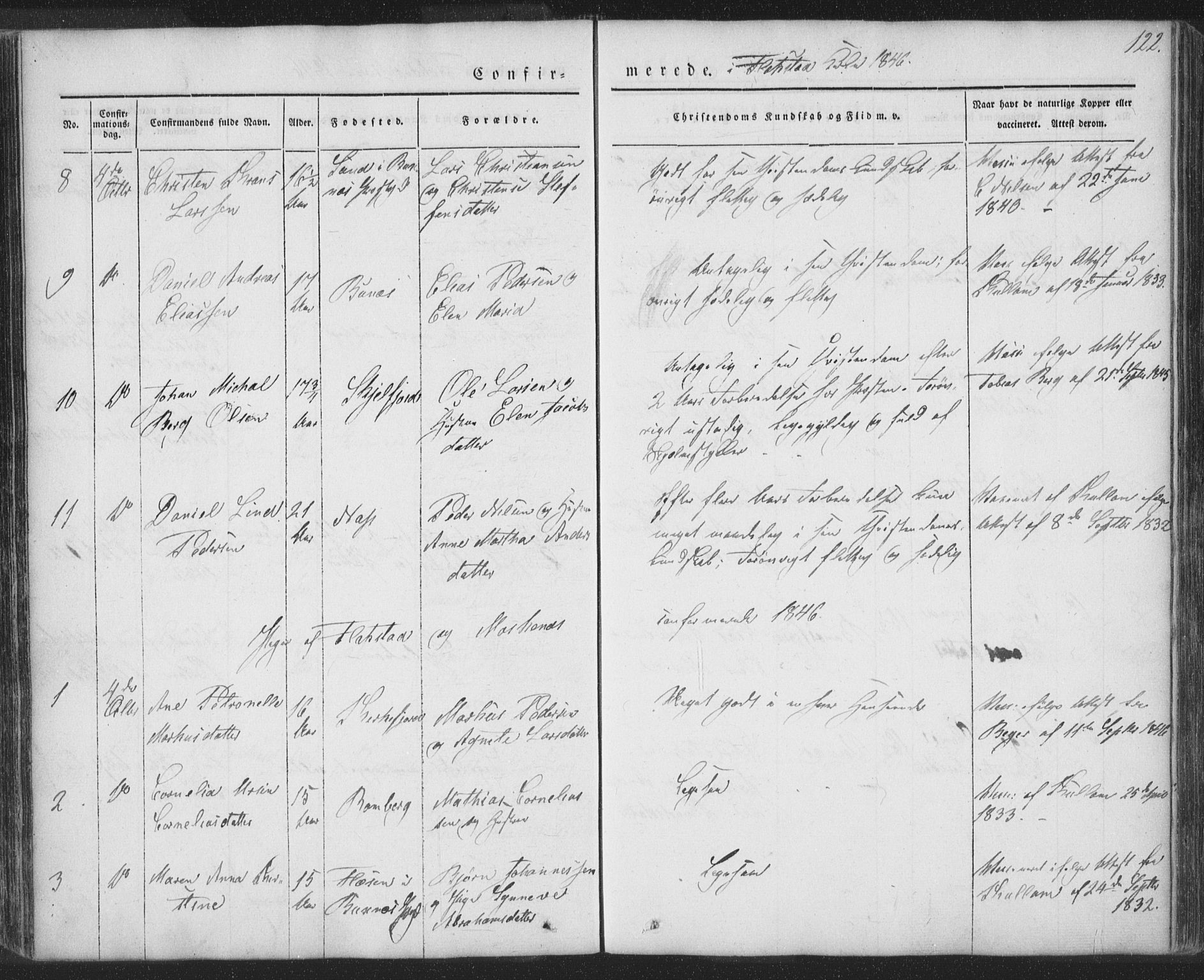 Ministerialprotokoller, klokkerbøker og fødselsregistre - Nordland, AV/SAT-A-1459/885/L1202: Parish register (official) no. 885A03, 1838-1859, p. 122