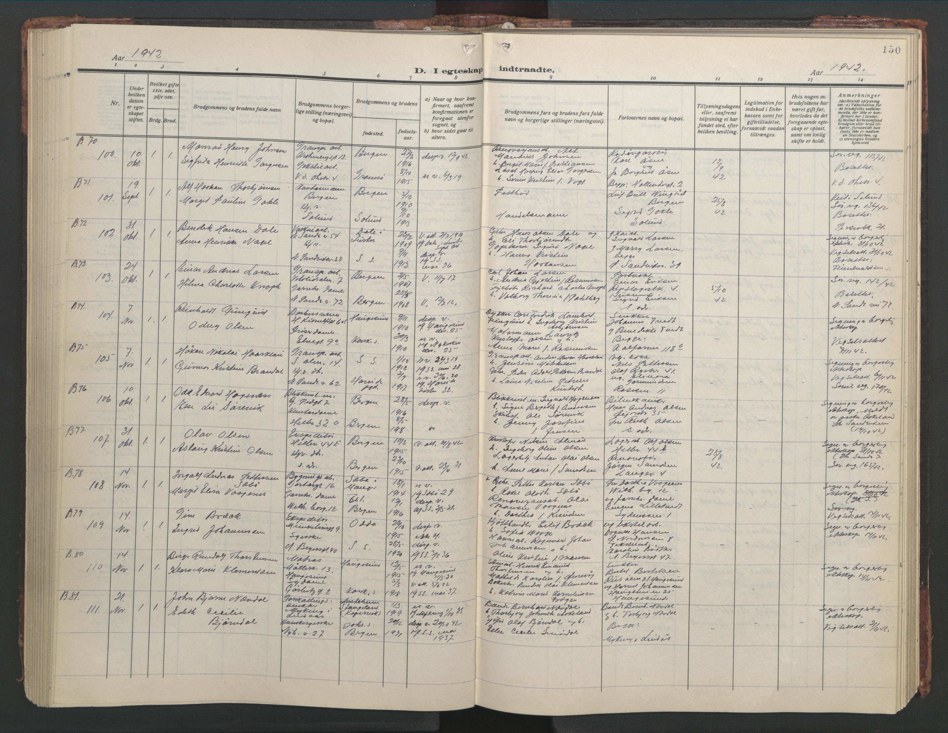 Sandviken Sokneprestembete, AV/SAB-A-77601/H/Hb/L0015: Parish register (copy) no. D 2, 1929-1953, p. 149b-150a