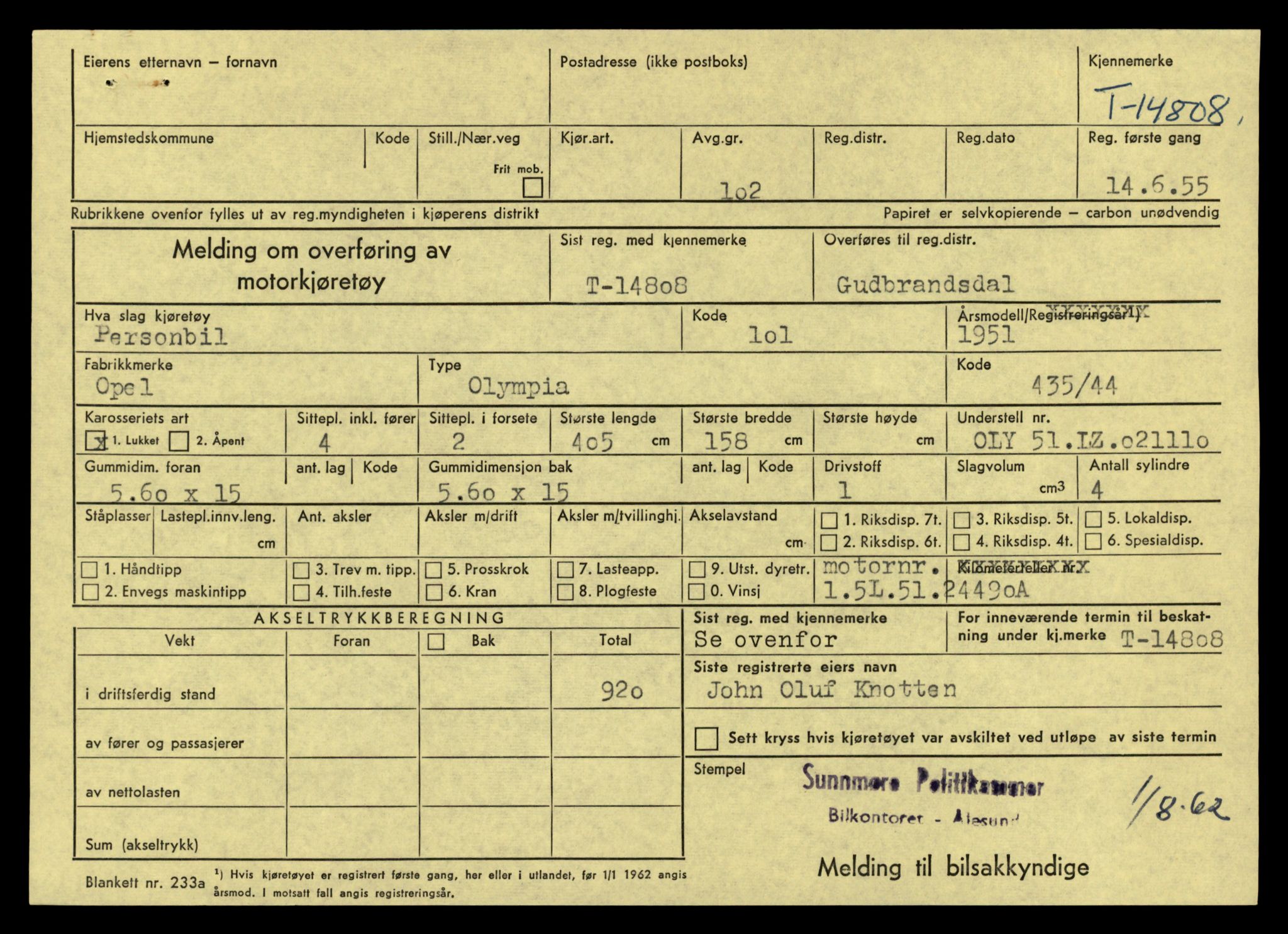Møre og Romsdal vegkontor - Ålesund trafikkstasjon, AV/SAT-A-4099/F/Fe/L0048: Registreringskort for kjøretøy T 14721 - T 14863, 1927-1998, p. 1875