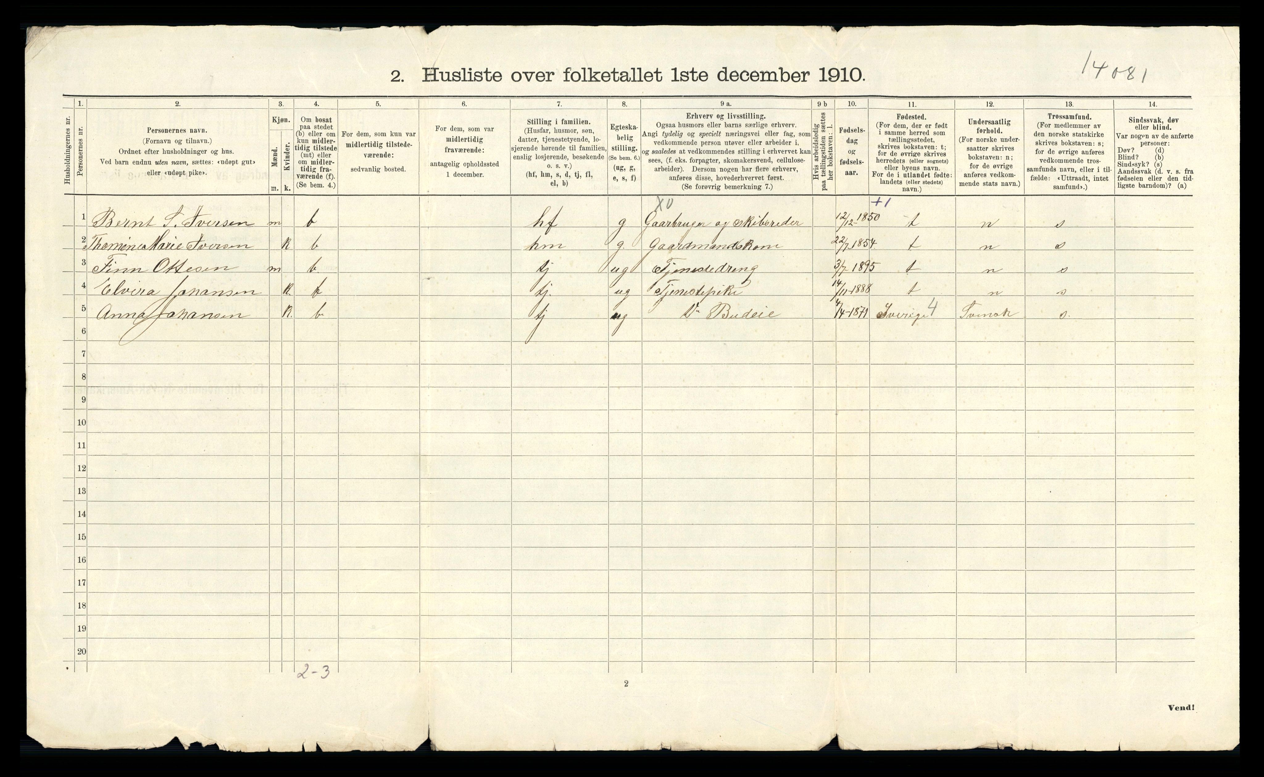 RA, 1910 census for Tjøme, 1910, p. 42