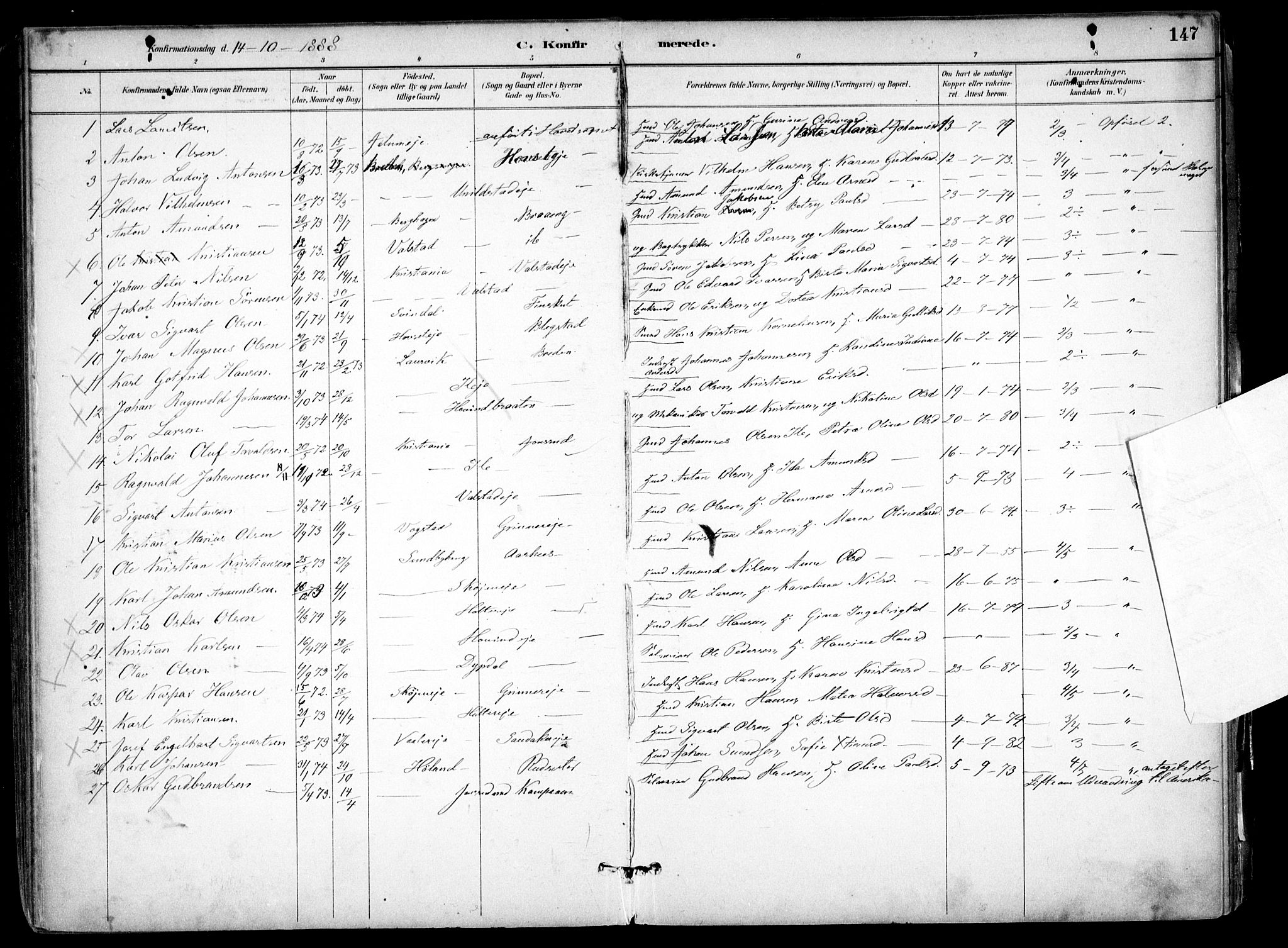 Nes prestekontor Kirkebøker, AV/SAO-A-10410/F/Fb/L0002: Parish register (official) no. II 2, 1883-1918, p. 147