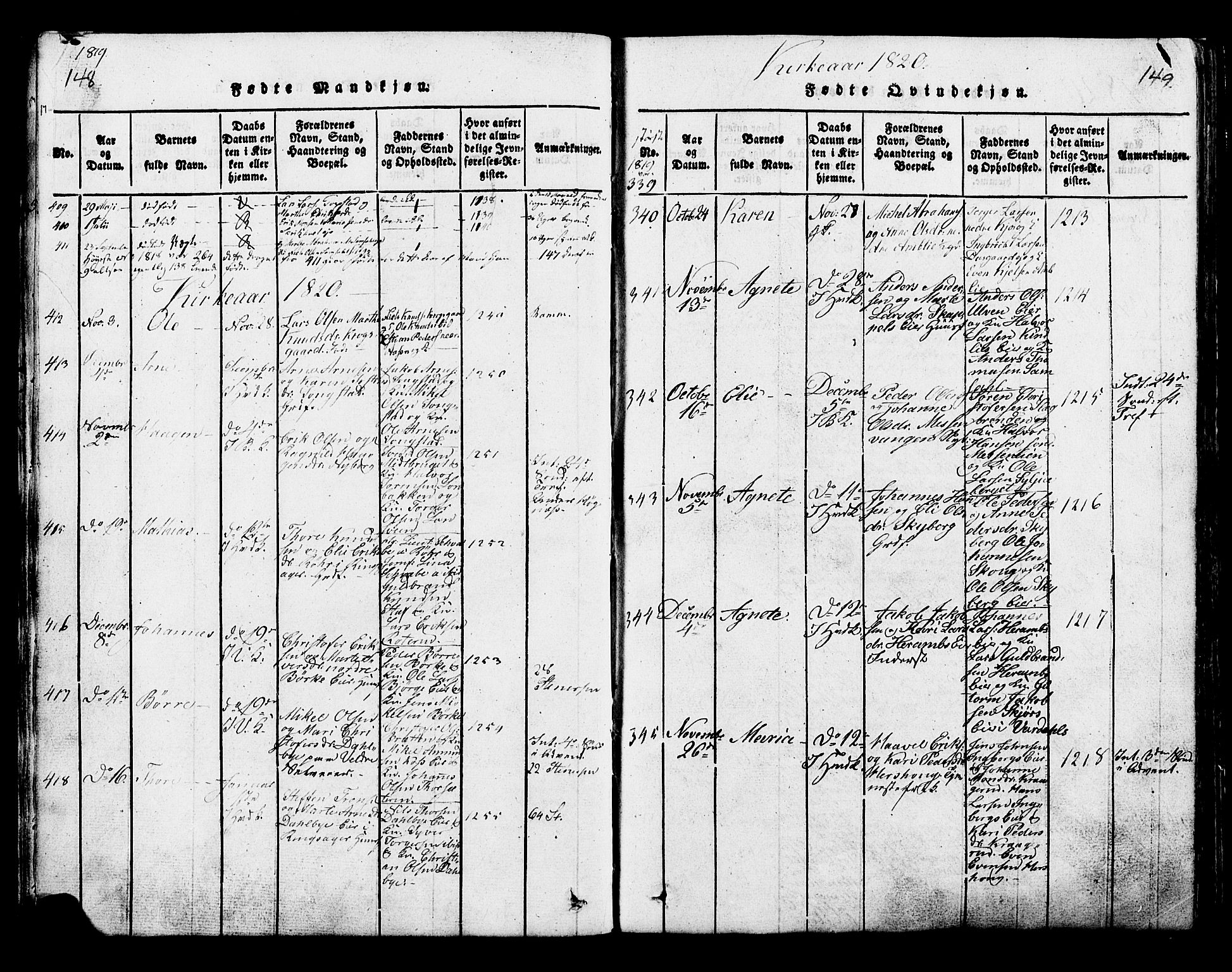 Ringsaker prestekontor, SAH/PREST-014/K/Ka/L0005: Parish register (official) no. 5, 1814-1826, p. 148-149