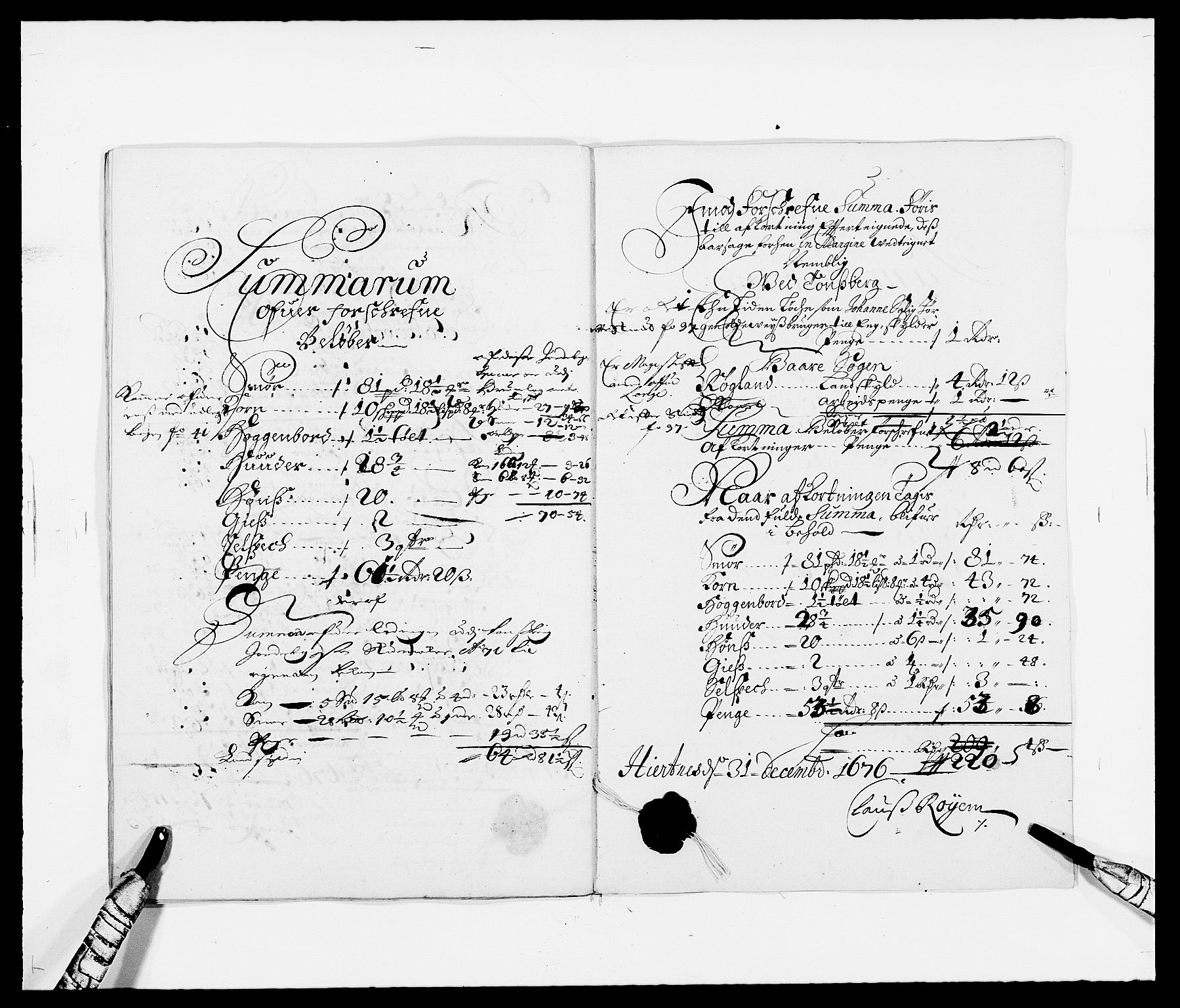 Rentekammeret inntil 1814, Reviderte regnskaper, Fogderegnskap, RA/EA-4092/R32/L1845: Fogderegnskap Jarlsberg grevskap, 1676-1678, p. 138