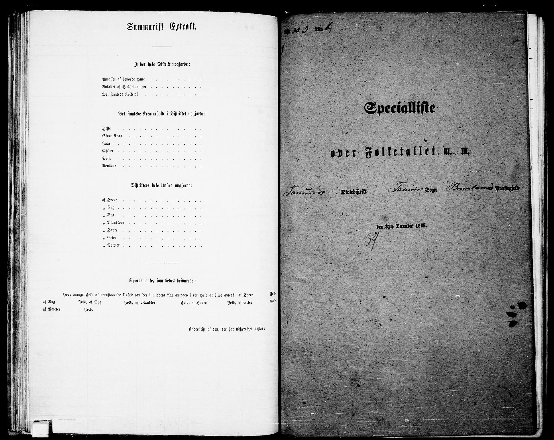 RA, 1865 census for Brunlanes, 1865, p. 61