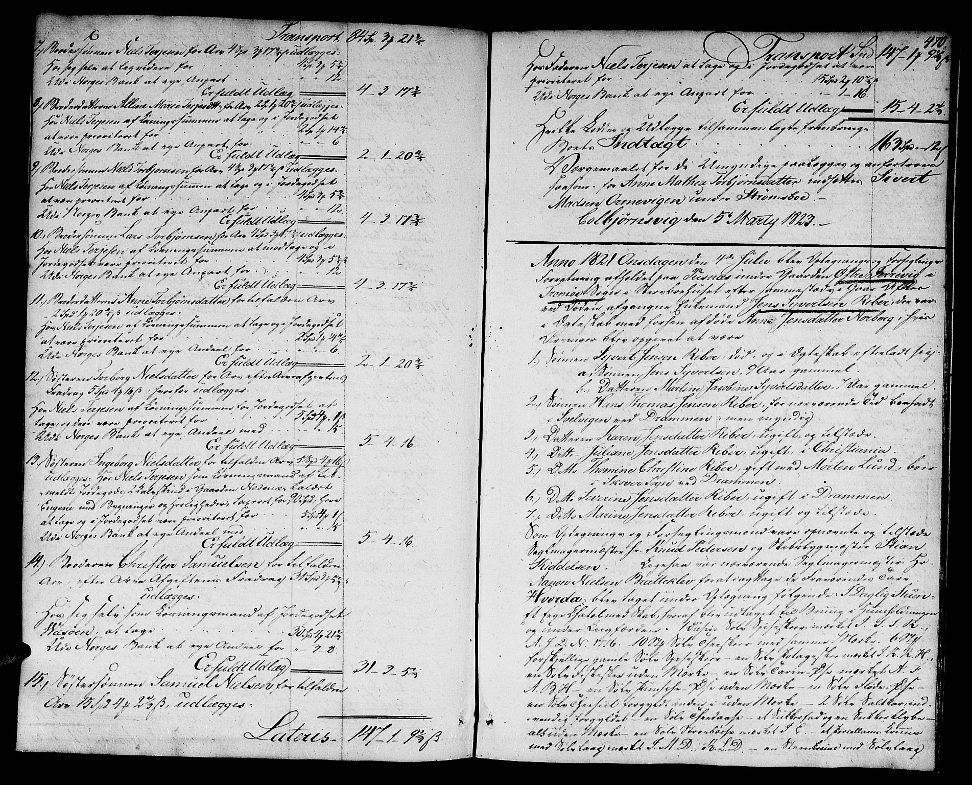 Nedenes sorenskriveri før 1824, SAK/1221-0007/H/Hc/L0057: Skifteprotokoll med register nr 41, 1818-1823, p. 469b-470a