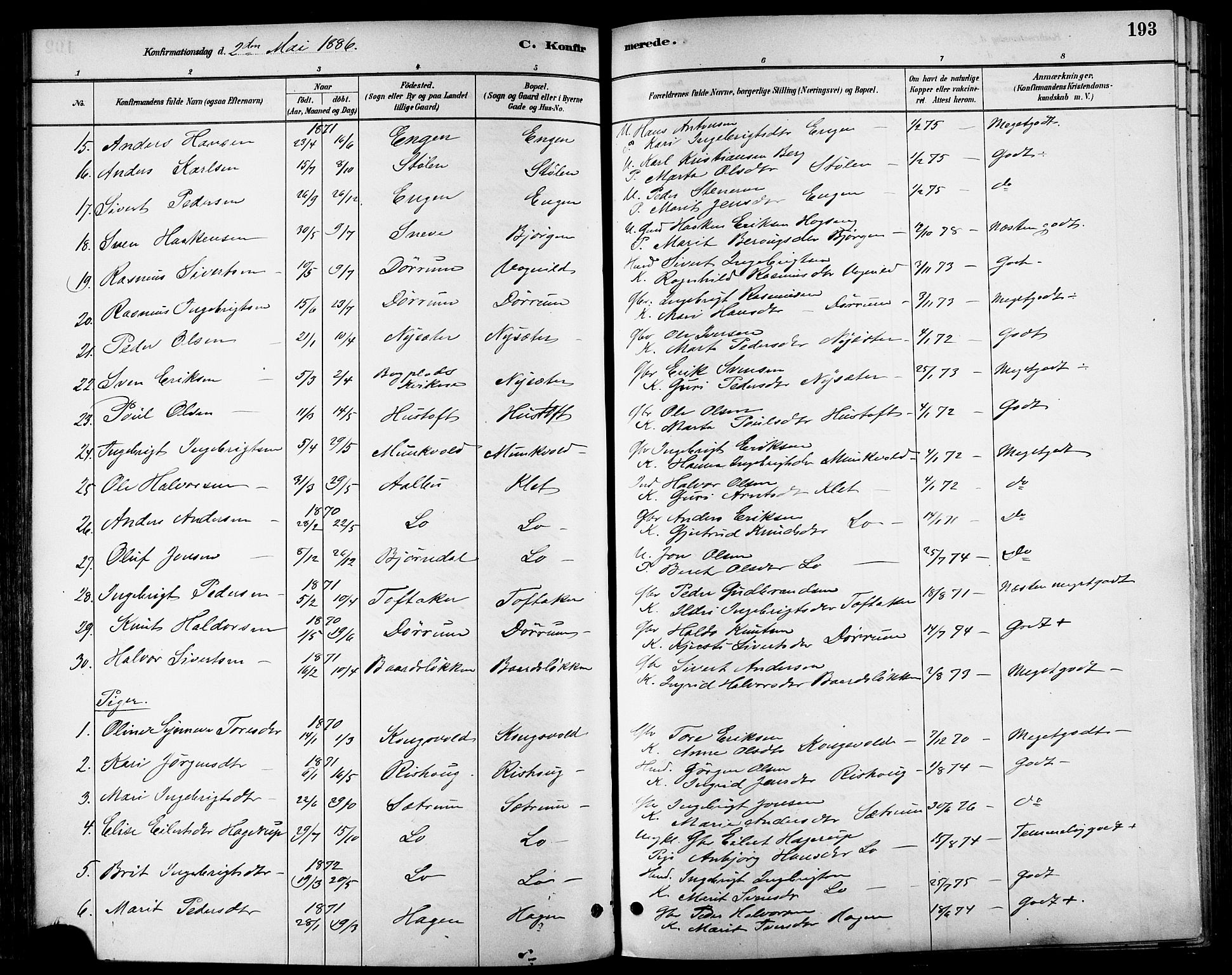 Ministerialprotokoller, klokkerbøker og fødselsregistre - Sør-Trøndelag, SAT/A-1456/678/L0901: Parish register (official) no. 678A10, 1881-1894, p. 193