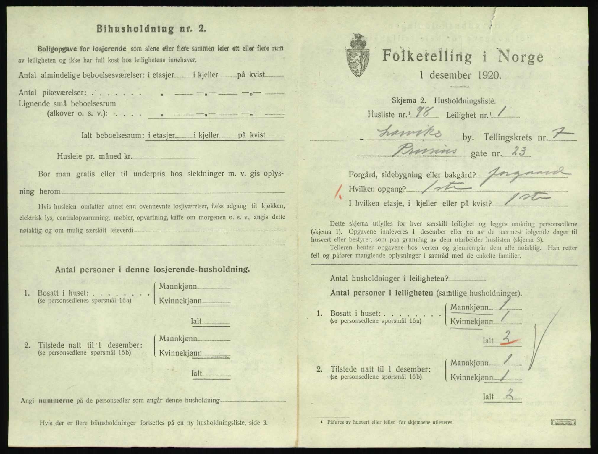 SAKO, 1920 census for Larvik, 1920, p. 6382