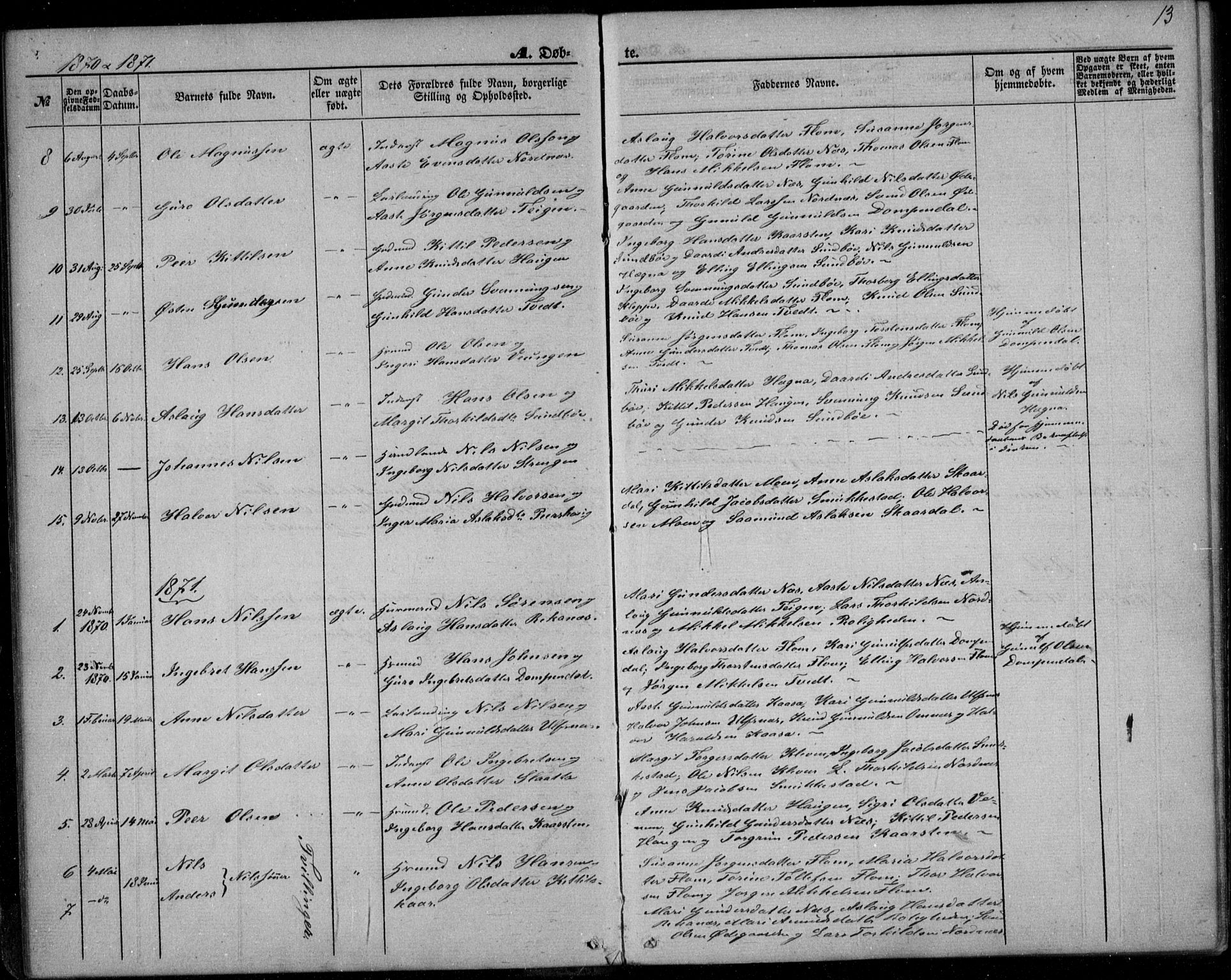 Lunde kirkebøker, SAKO/A-282/F/Fb/L0002: Parish register (official) no. II 2, 1861-1881, p. 13