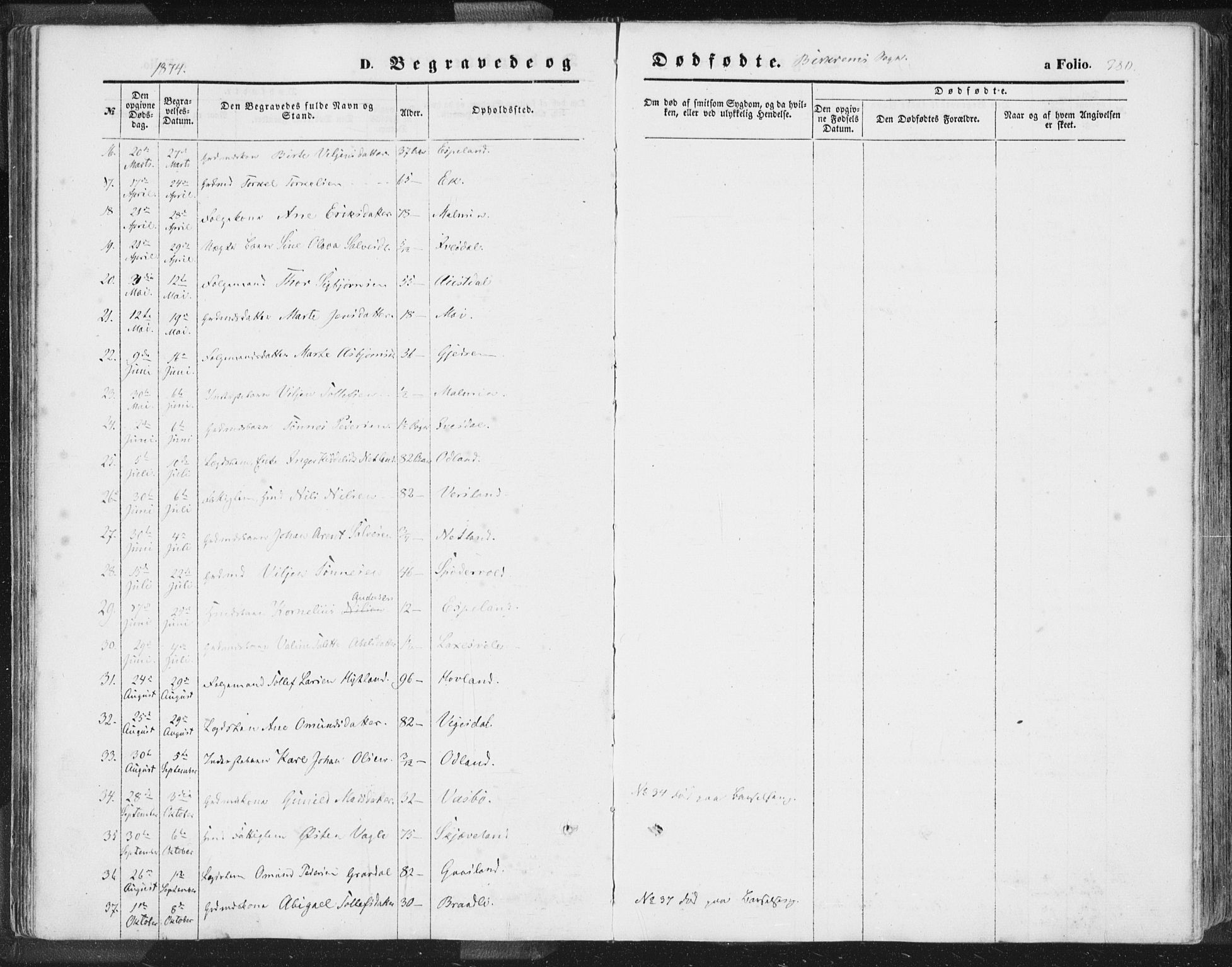 Helleland sokneprestkontor, AV/SAST-A-101810: Parish register (official) no. A 7.2, 1863-1886, p. 380