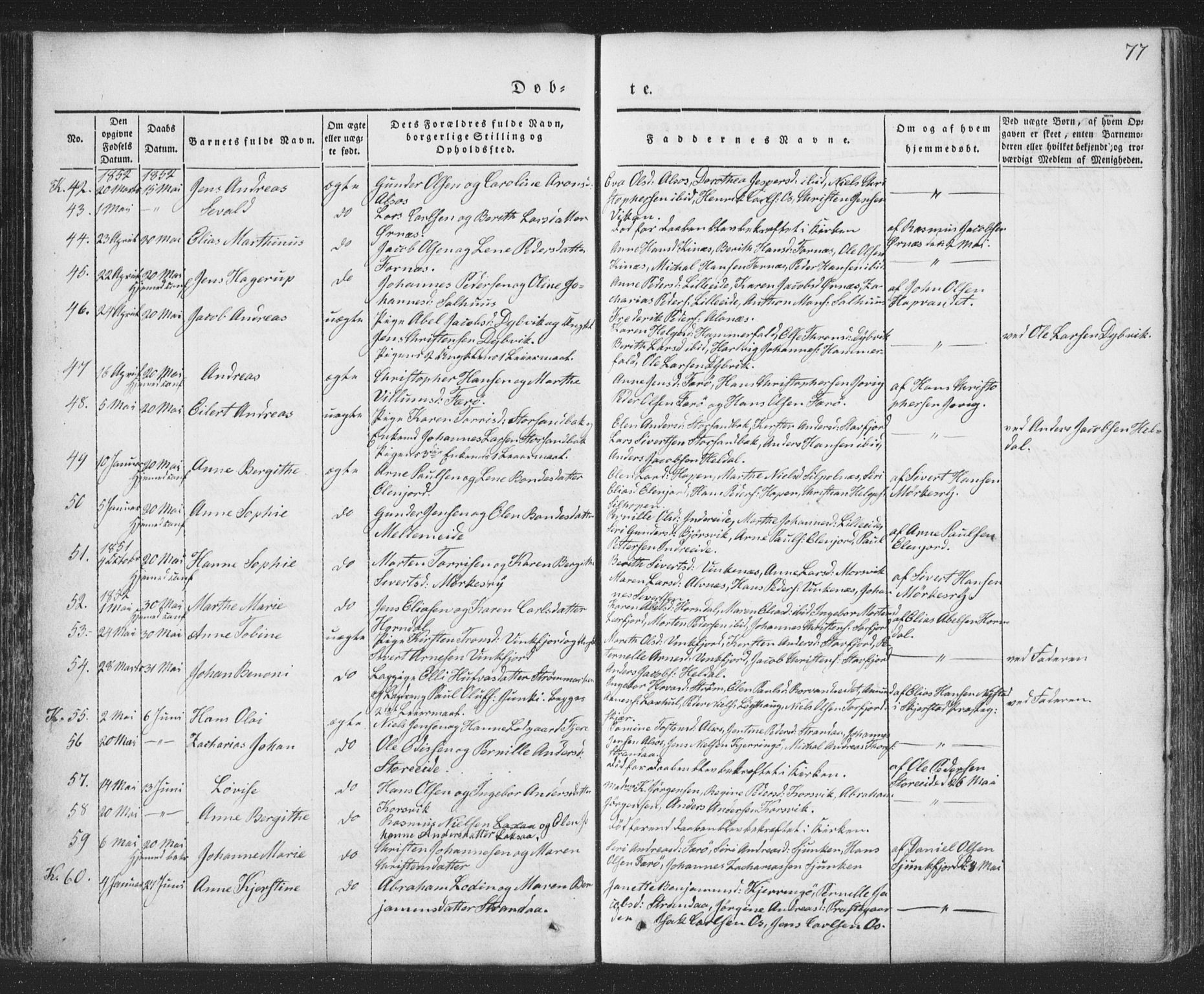 Ministerialprotokoller, klokkerbøker og fødselsregistre - Nordland, AV/SAT-A-1459/853/L0769: Parish register (official) no. 853A08, 1836-1856, p. 77