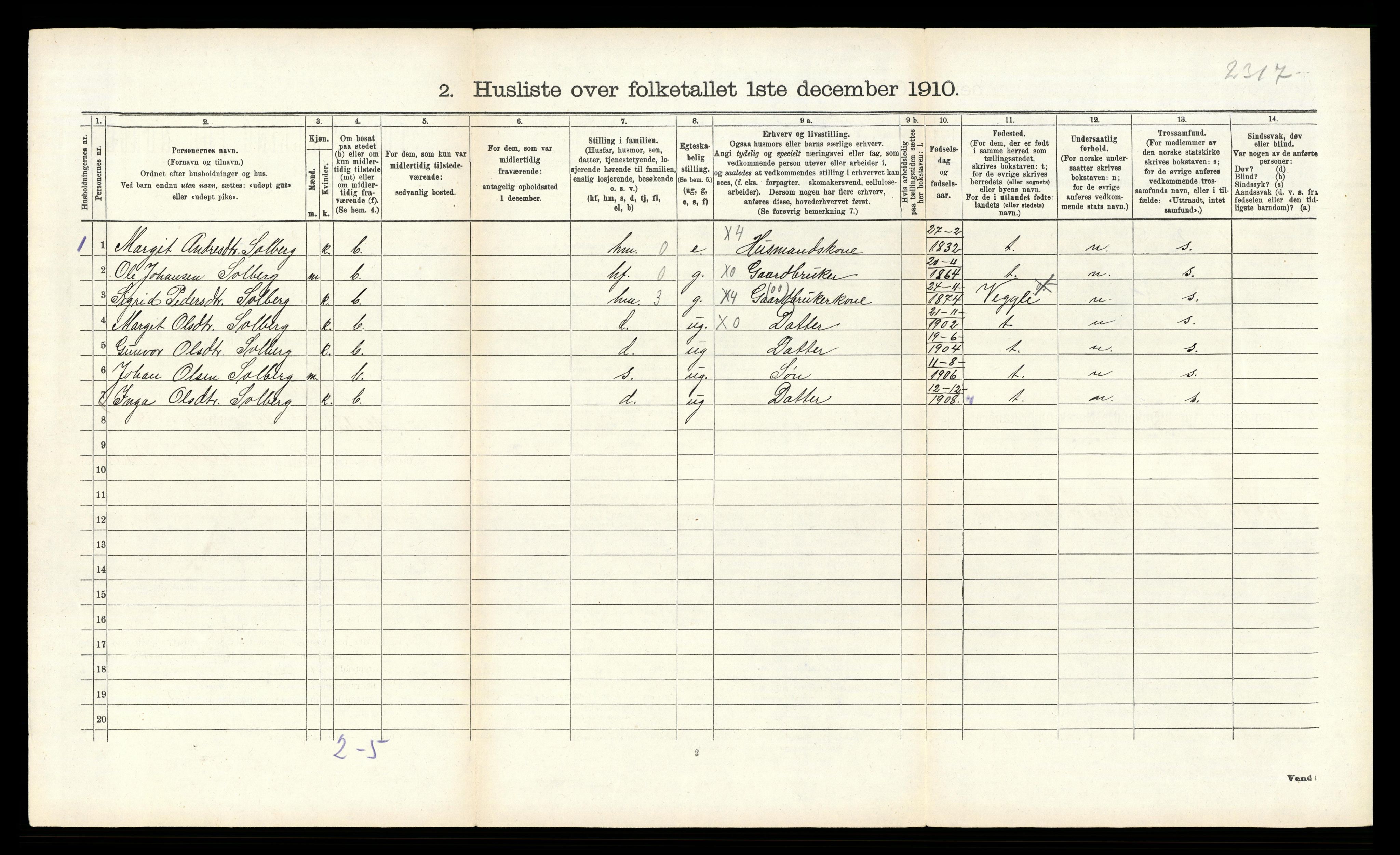 RA, 1910 census for Rollag, 1910, p. 226