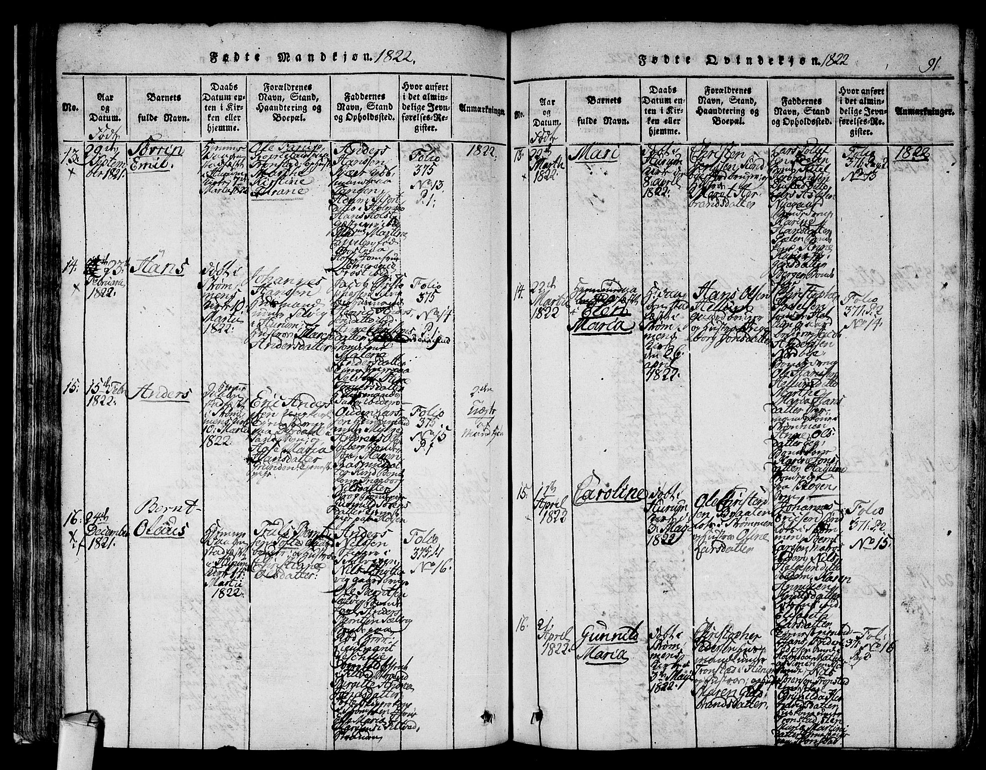 Hurum kirkebøker, AV/SAKO-A-229/F/Fa/L0009: Parish register (official) no. 9, 1816-1826, p. 91