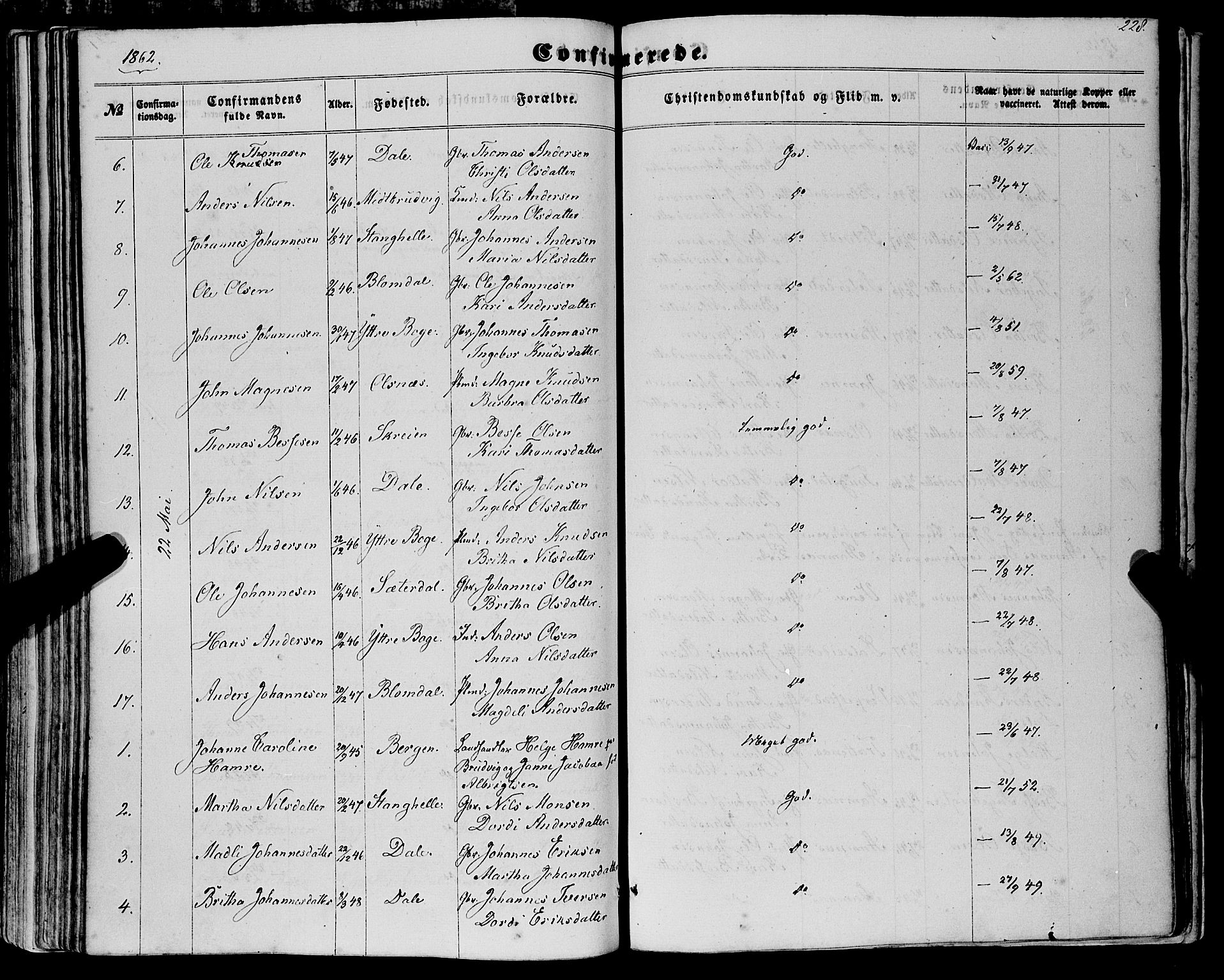 Haus sokneprestembete, AV/SAB-A-75601/H/Haa: Parish register (official) no. A 17, 1858-1870, p. 228