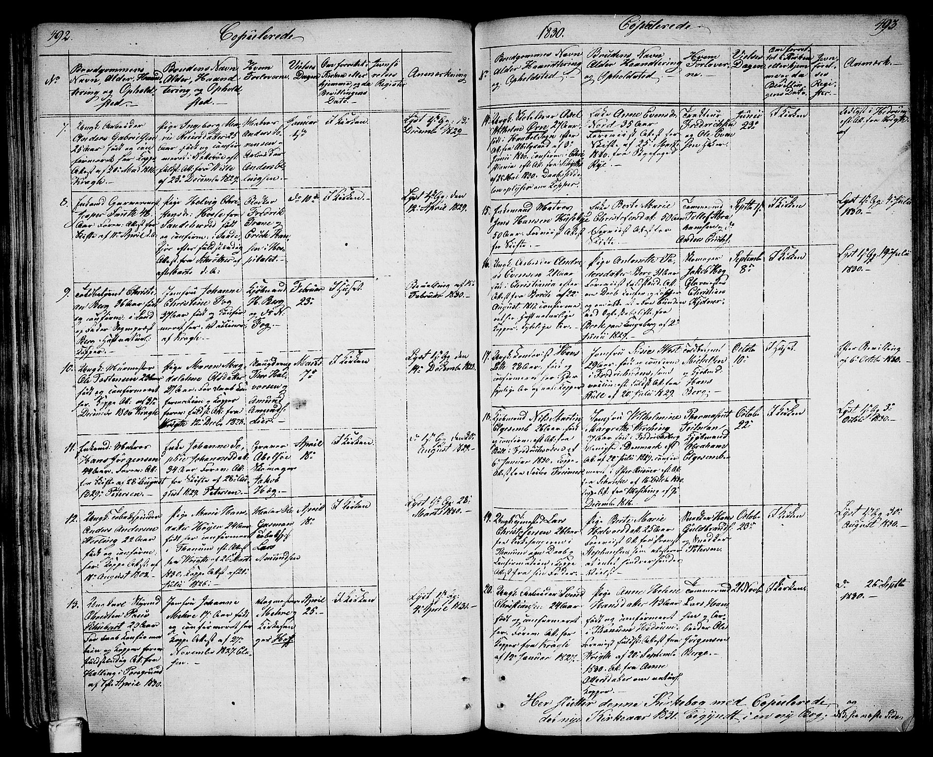 Larvik kirkebøker, SAKO/A-352/G/Ga/L0002: Parish register (copy) no. I 2, 1807-1830, p. 492-493