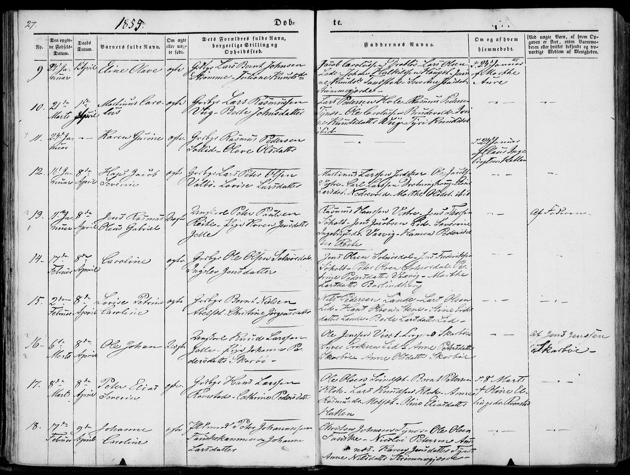 Ministerialprotokoller, klokkerbøker og fødselsregistre - Møre og Romsdal, SAT/A-1454/522/L0313: Parish register (official) no. 522A08, 1852-1862, p. 27