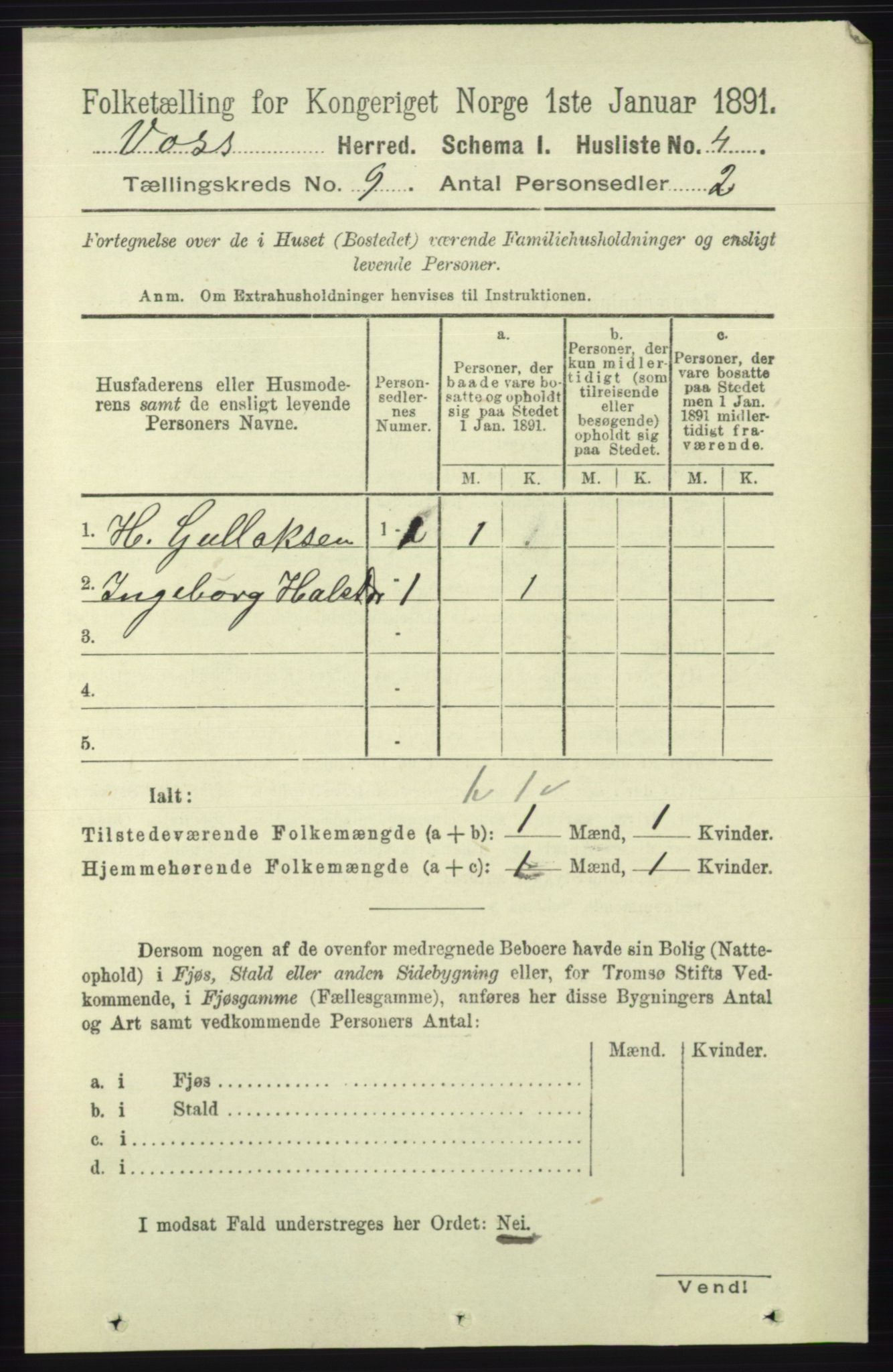 RA, 1891 census for 1235 Voss, 1891, p. 4647