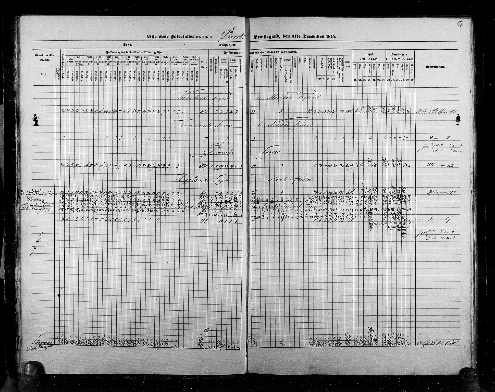 RA, Census 1845, vol. 6: Lister og Mandal amt og Stavanger amt, 1845, p. 20