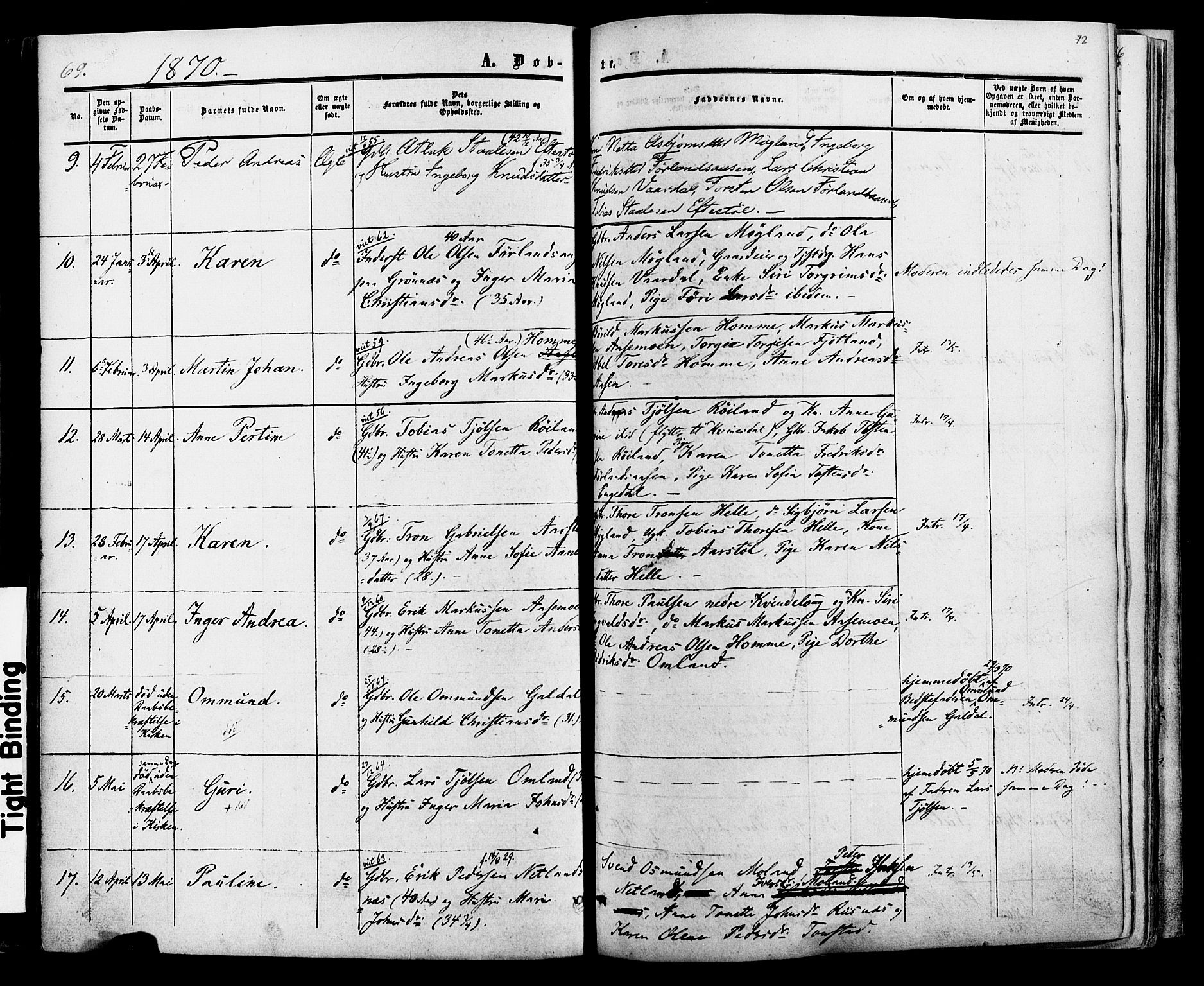 Fjotland sokneprestkontor, AV/SAK-1111-0010/F/Fa/L0001: Parish register (official) no. A 1, 1850-1879, p. 72