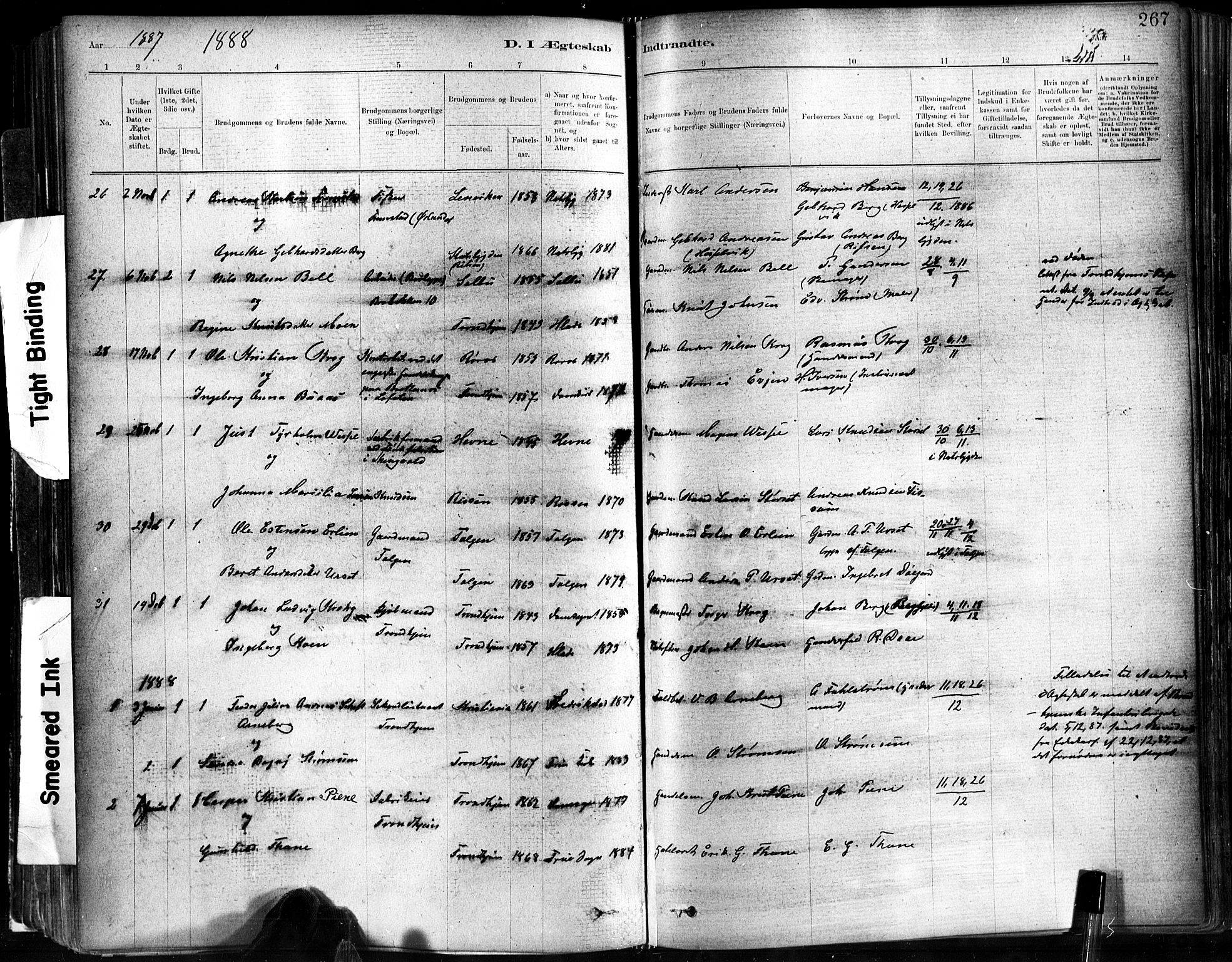 Ministerialprotokoller, klokkerbøker og fødselsregistre - Sør-Trøndelag, SAT/A-1456/602/L0119: Parish register (official) no. 602A17, 1880-1901, p. 267