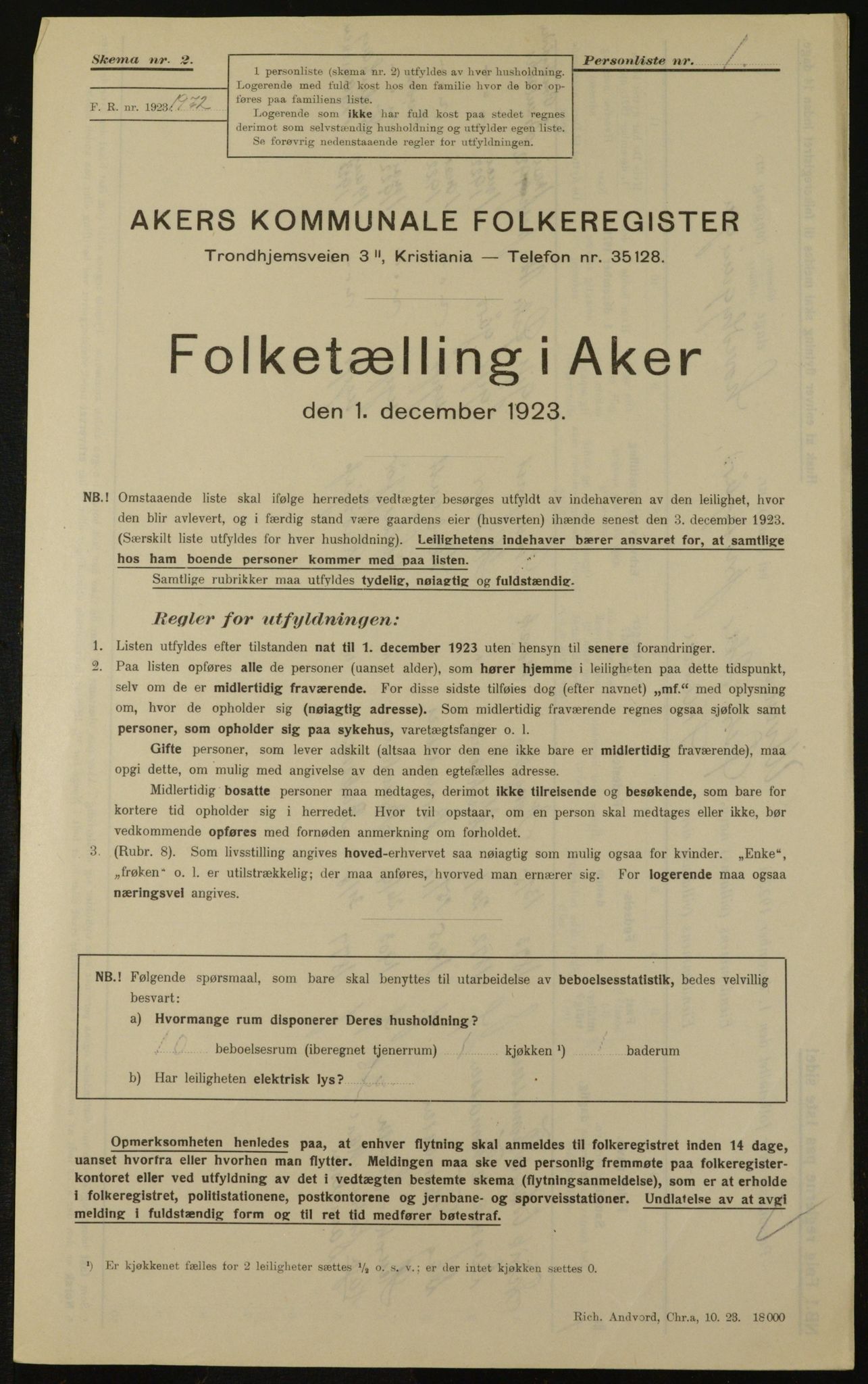 , Municipal Census 1923 for Aker, 1923, p. 35040