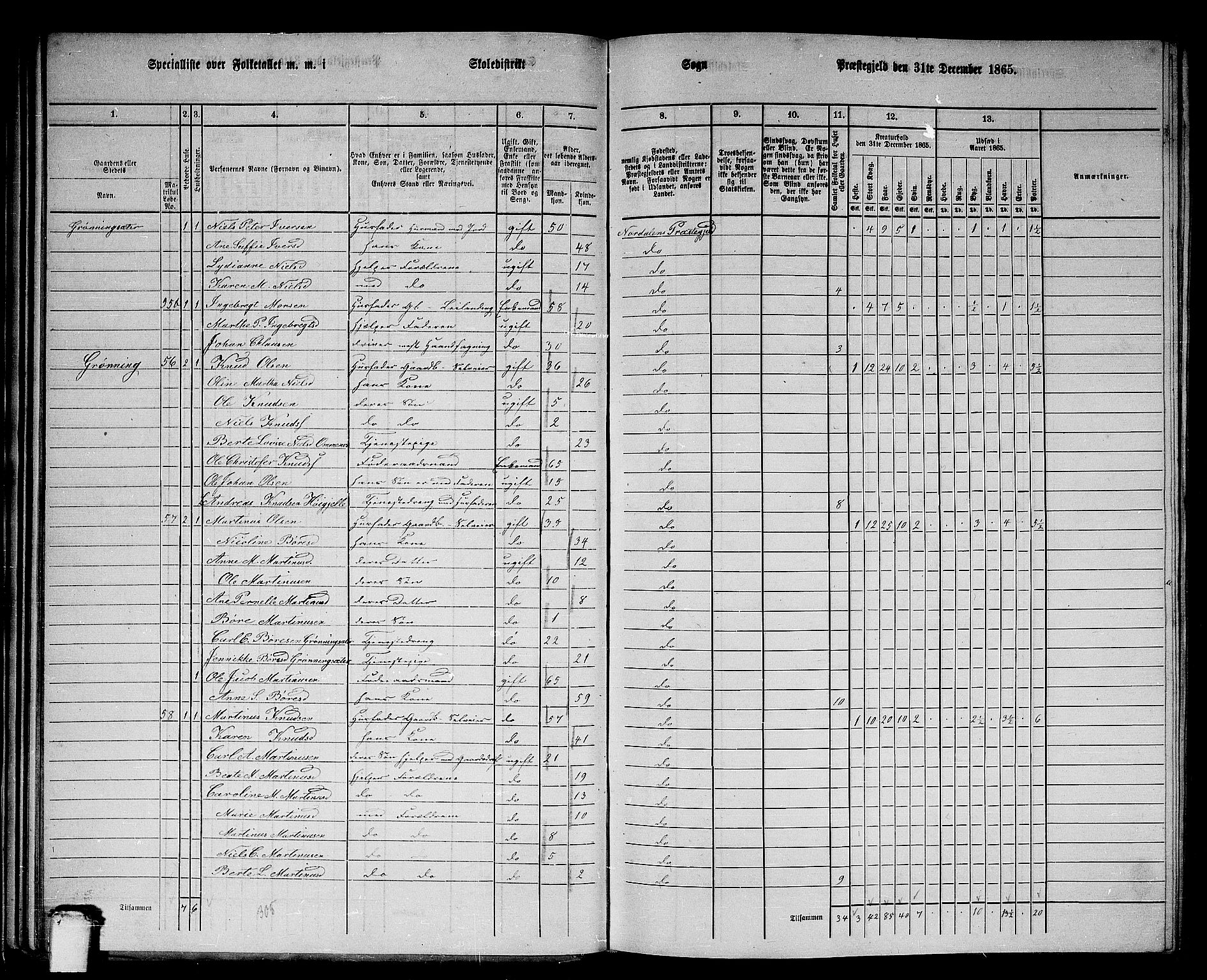 RA, 1865 census for Norddal, 1865, p. 38