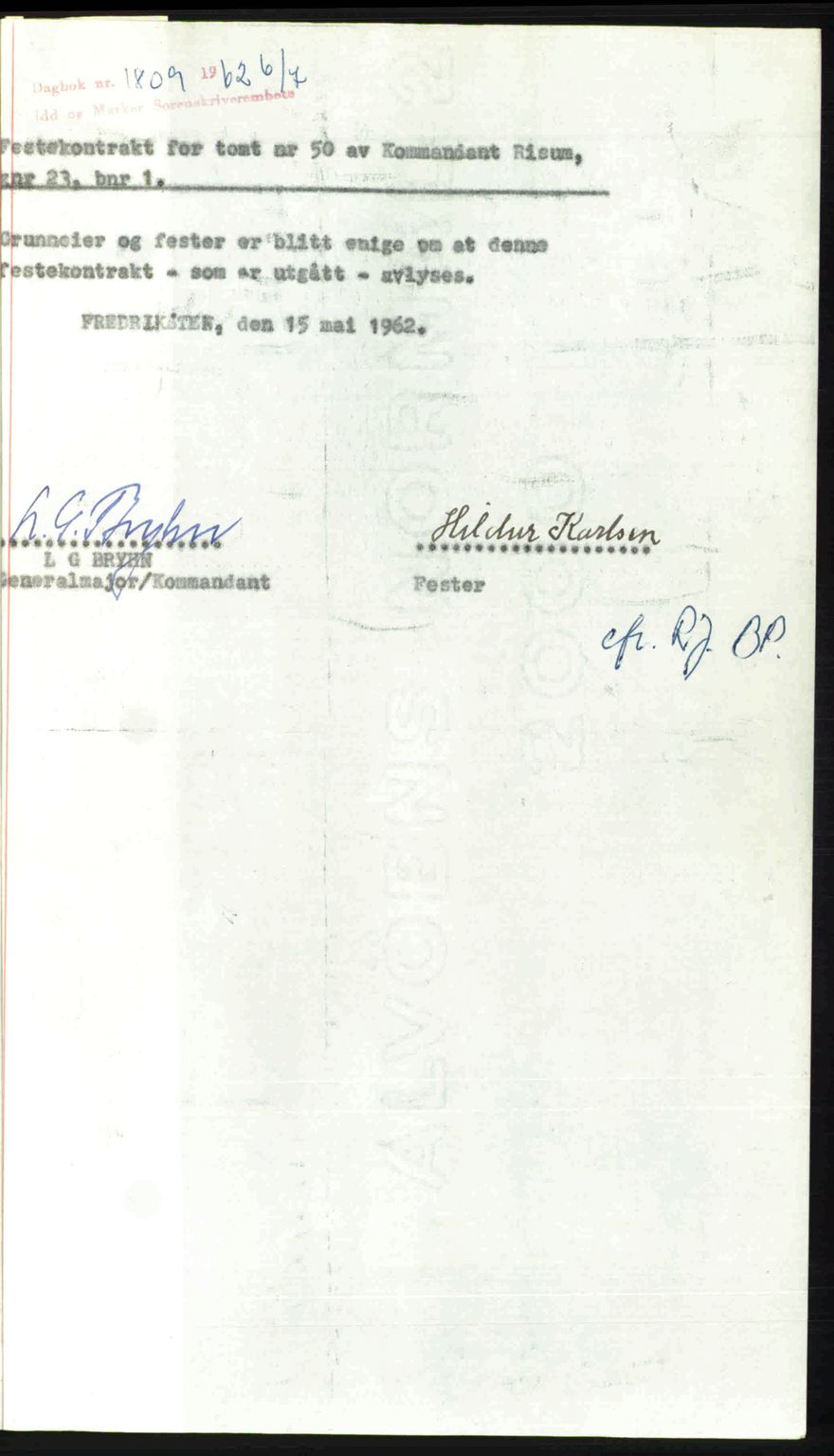 Idd og Marker sorenskriveri, AV/SAO-A-10283/G/Gb/Gbb/L0014: Mortgage book no. A14, 1950-1950, Diary no: : 1809/1962